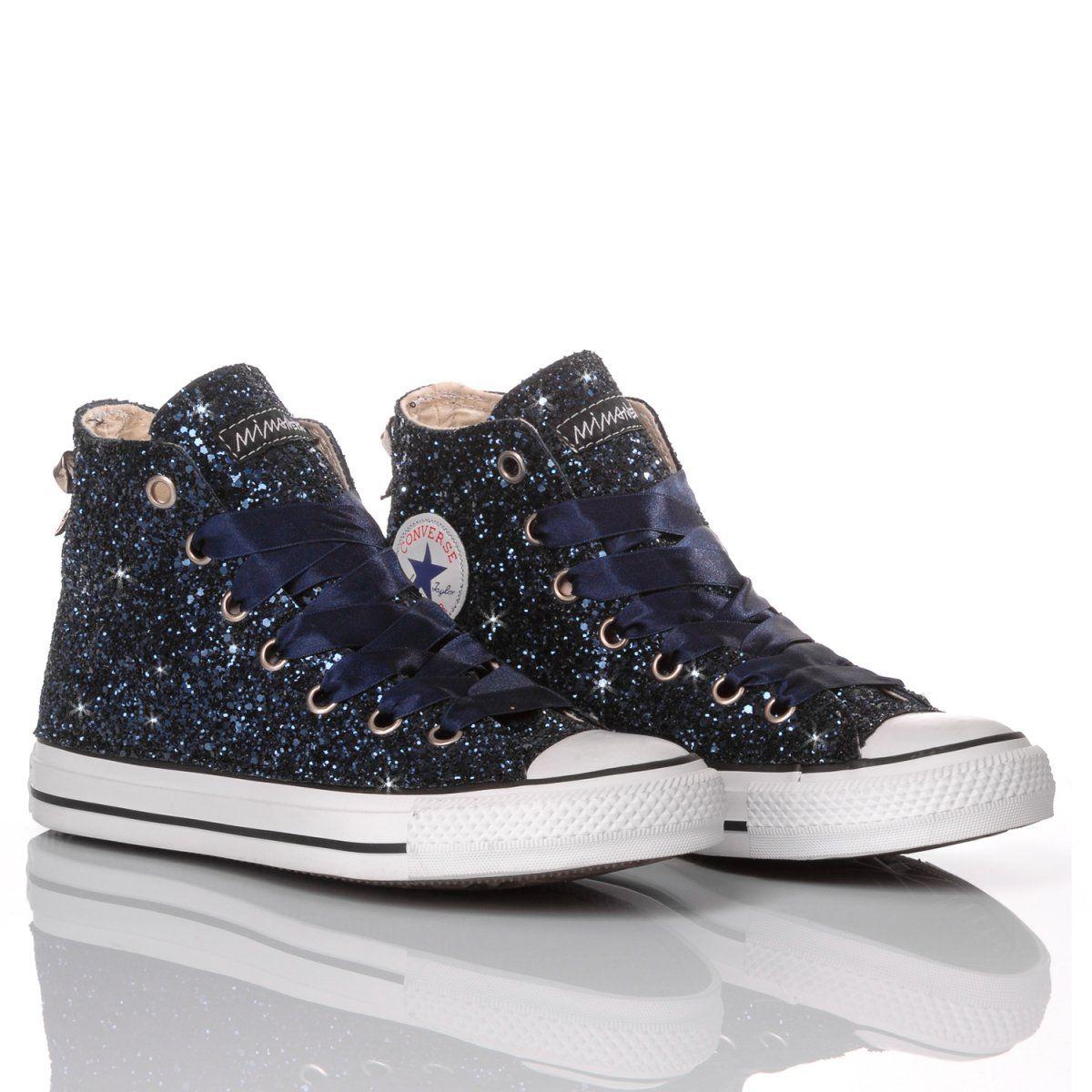 Converse Glitter Hi Top Sneakers in Blue | Lyst UK