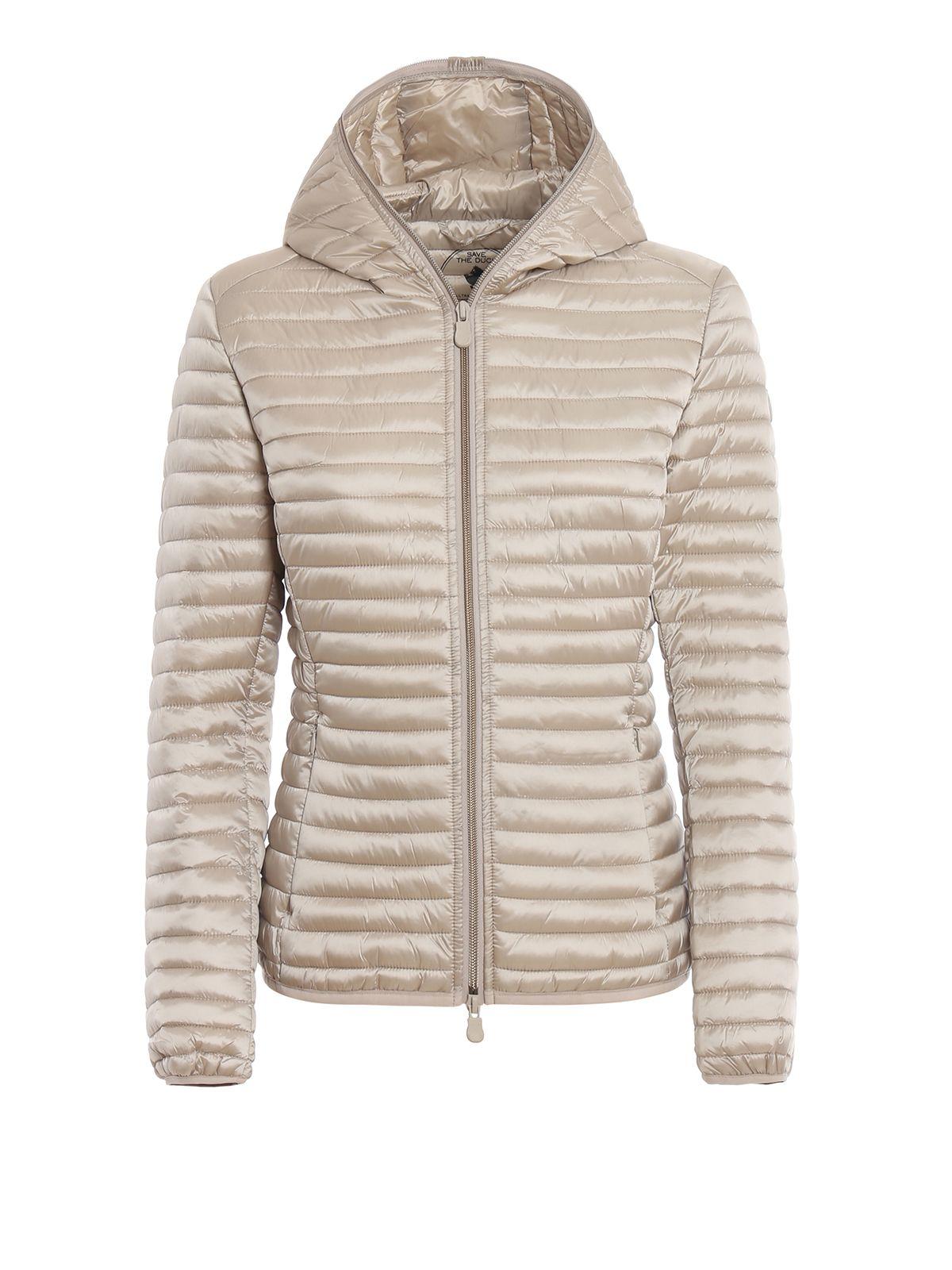 Save The Duck Beige Polyester Down Jacket in Natural - Lyst