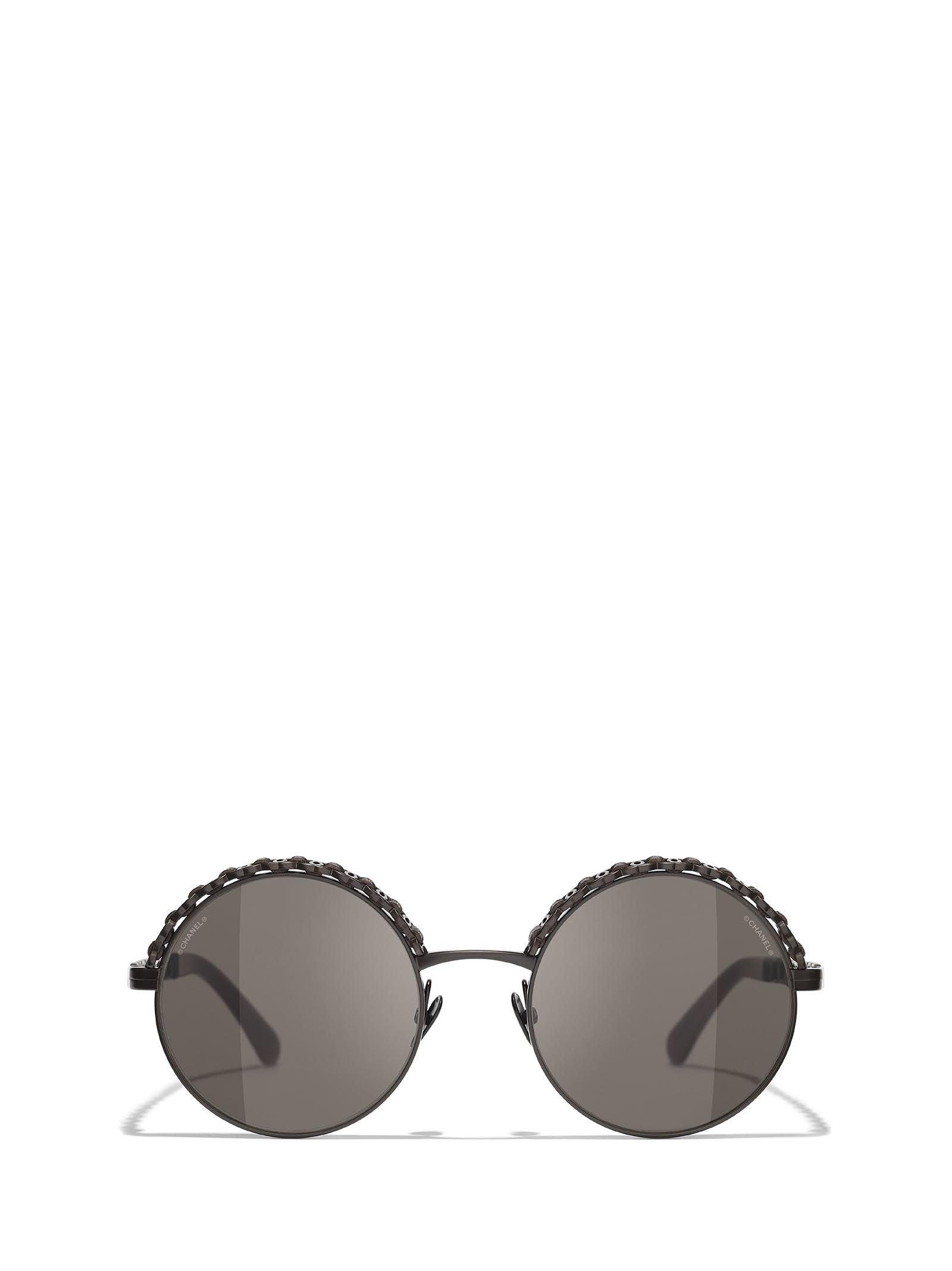 Chanel Round Frame Sunglasses Black | Lyst