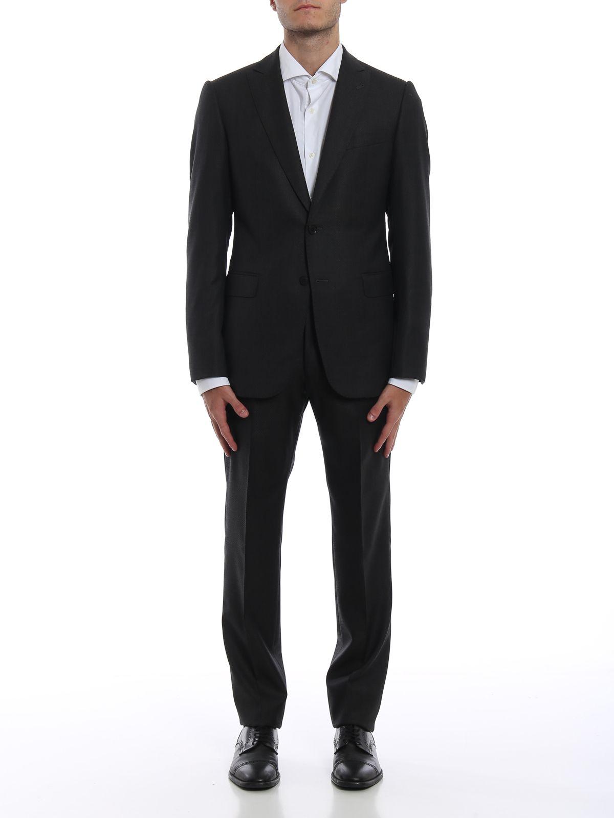 Emporio Armani Wool Suit in Black for Men - Lyst