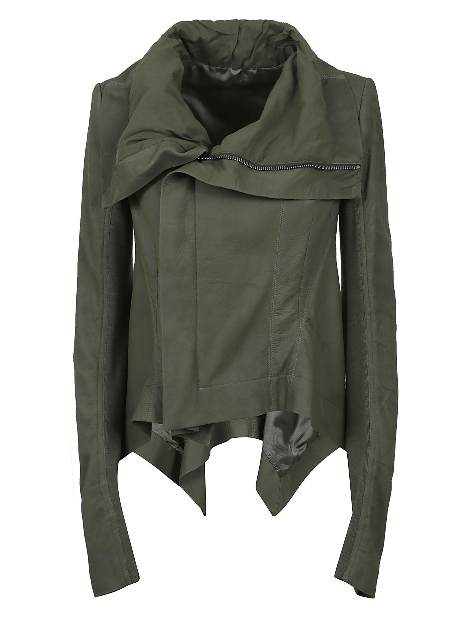 Rick Owens Leather Jacket in Green | Lyst