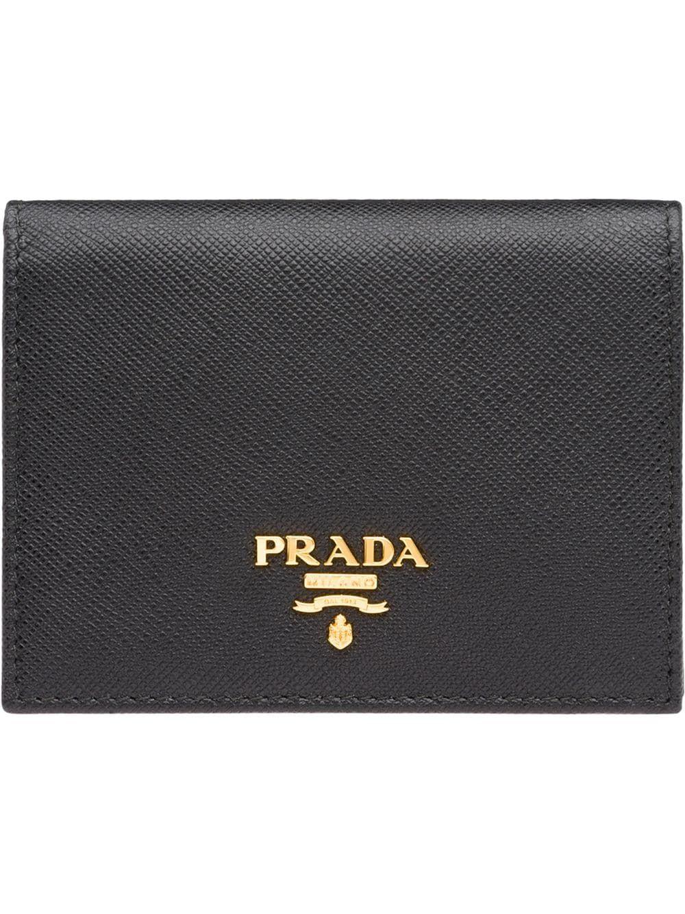 Prada Black Leather Wallet Lyst