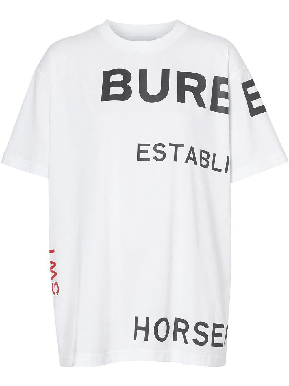 Burberry Cotton Horseferry Oversized T-shirt in White - Save 37% - Lyst