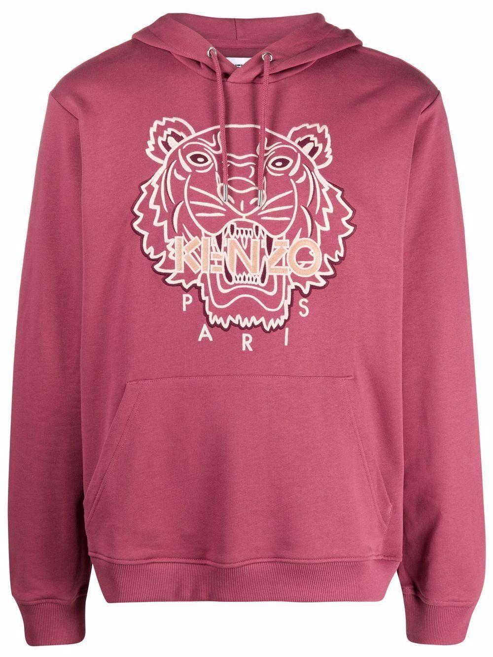 KENZO Cotton Tiger Motif Hoodie in Red 