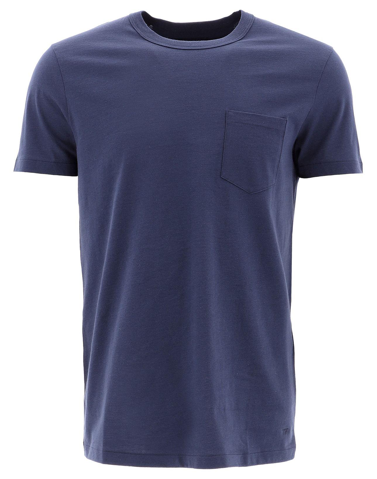 Tom Ford Blue Cotton T-shirt in Blue for Men - Lyst