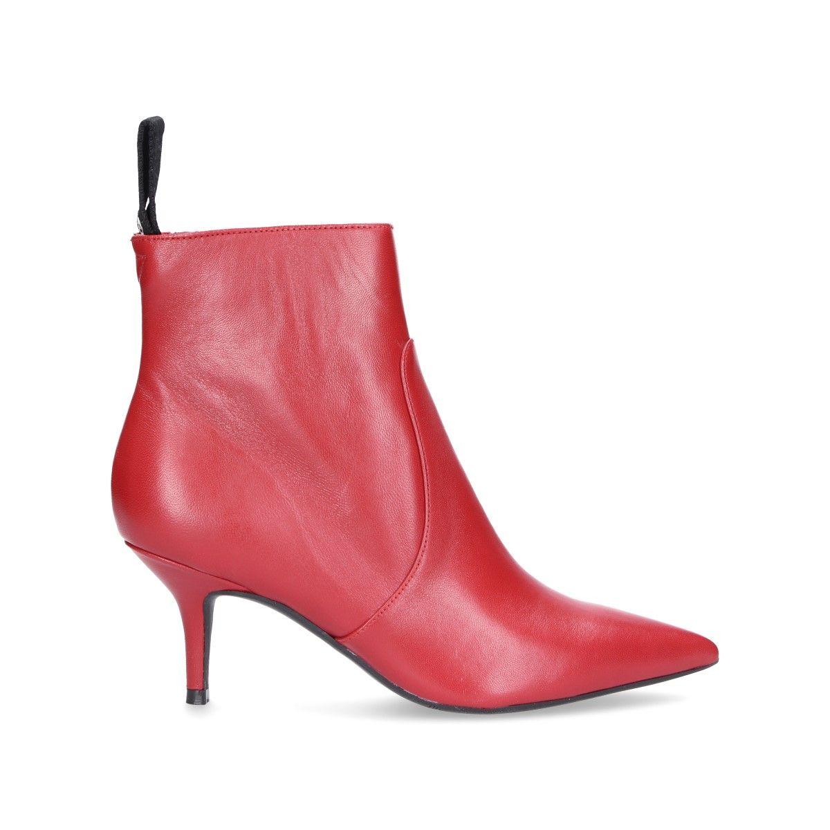 Guess Red Leather Ankle Boots - Lyst