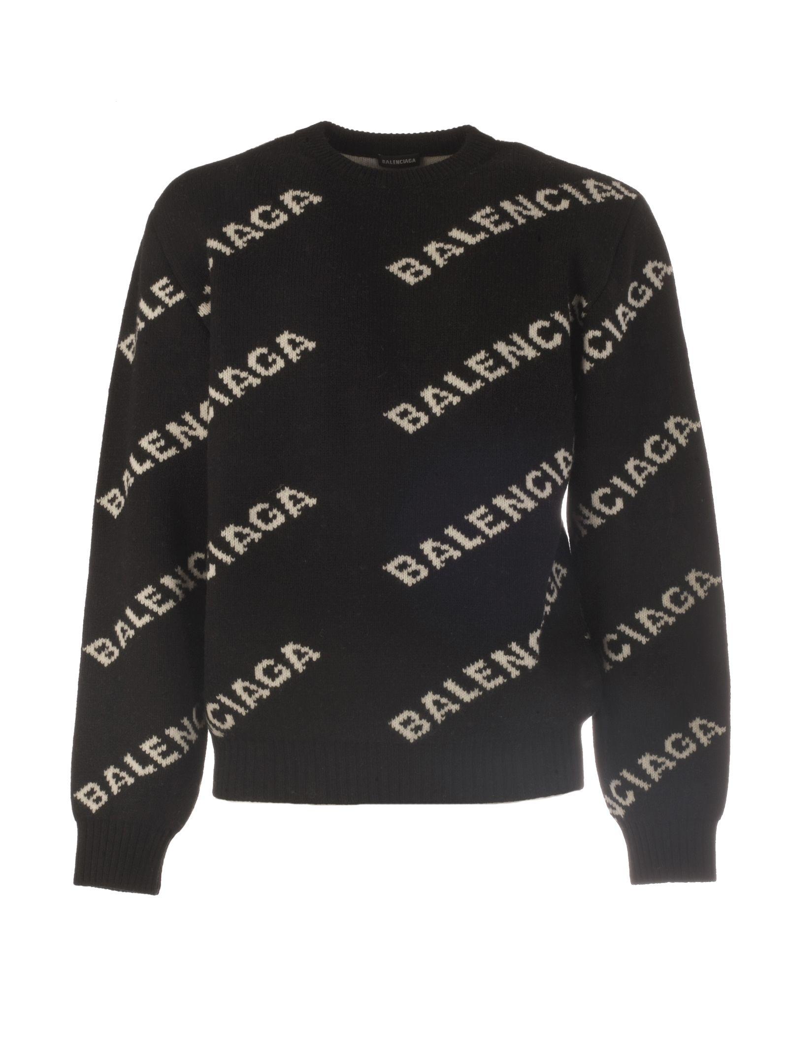 Balenciaga Wool Logo Sweater in Black 