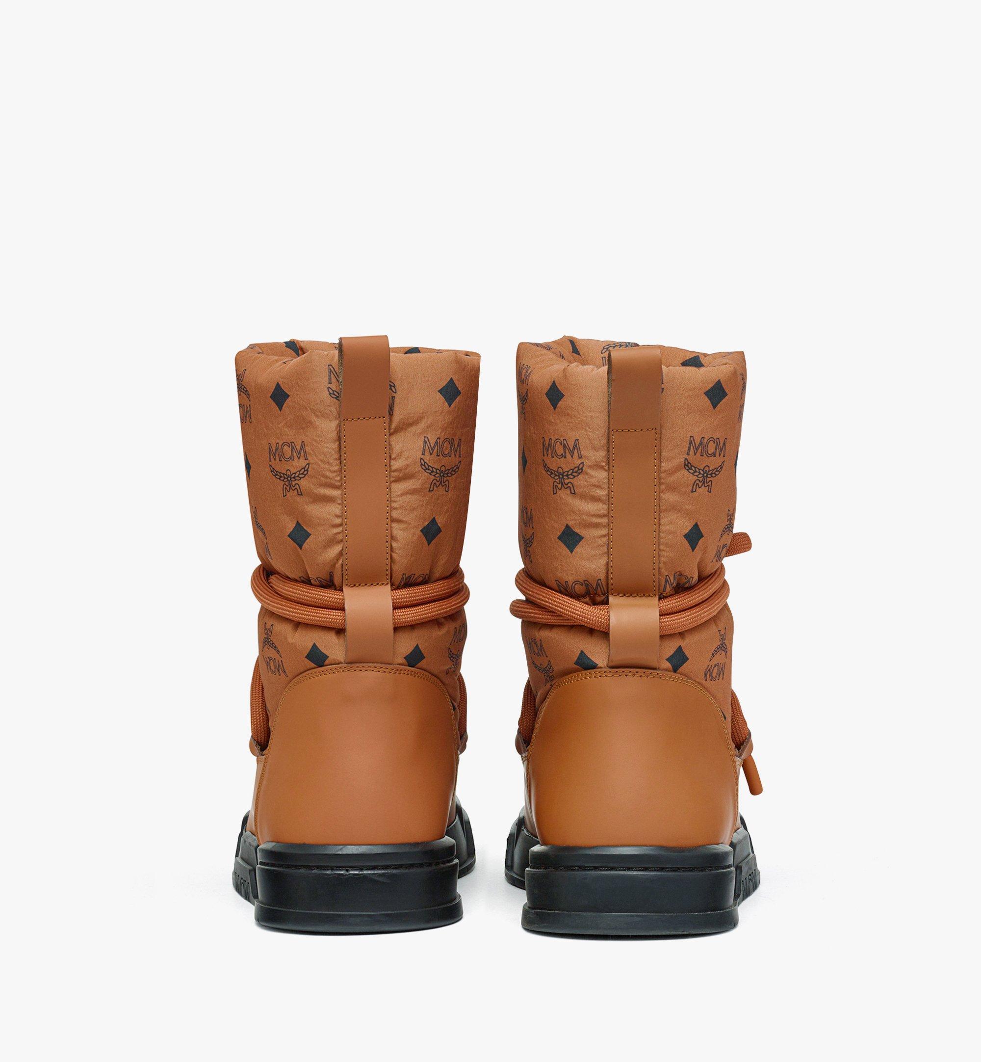 MCM Skyward Ankle Boots In Padded Monogram Nylon in Brown Lyst