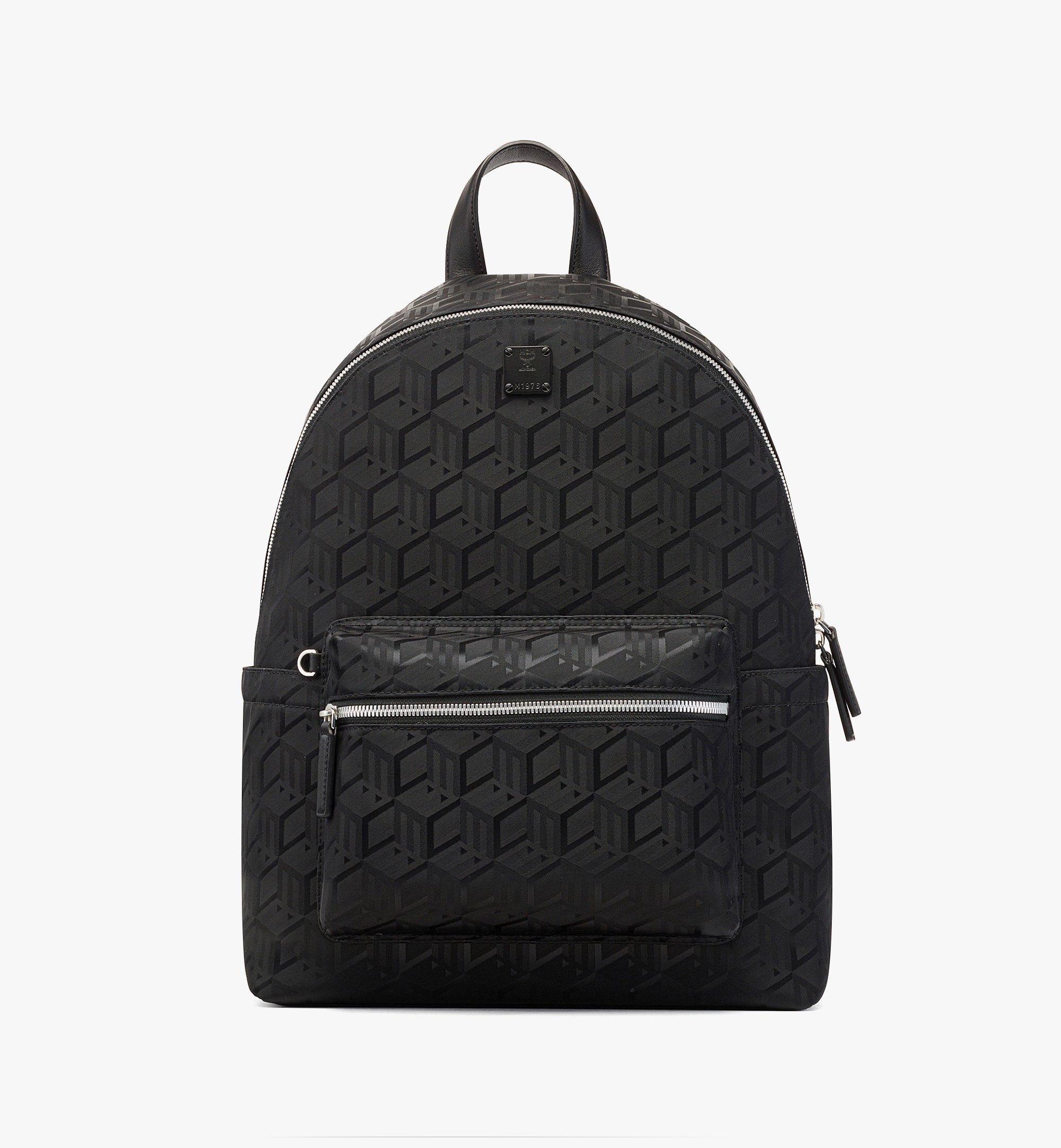 MCM Stark Backpack In Cubic Jacquard Nylon in Black for Men | Lyst