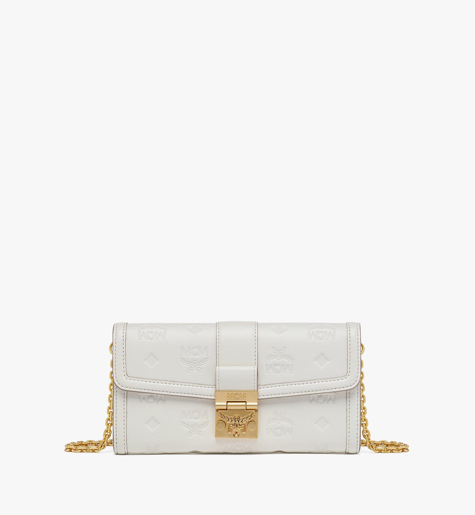 MCM Tracy Chain Wallet In Embossed Monogram Leather in White Lyst UK