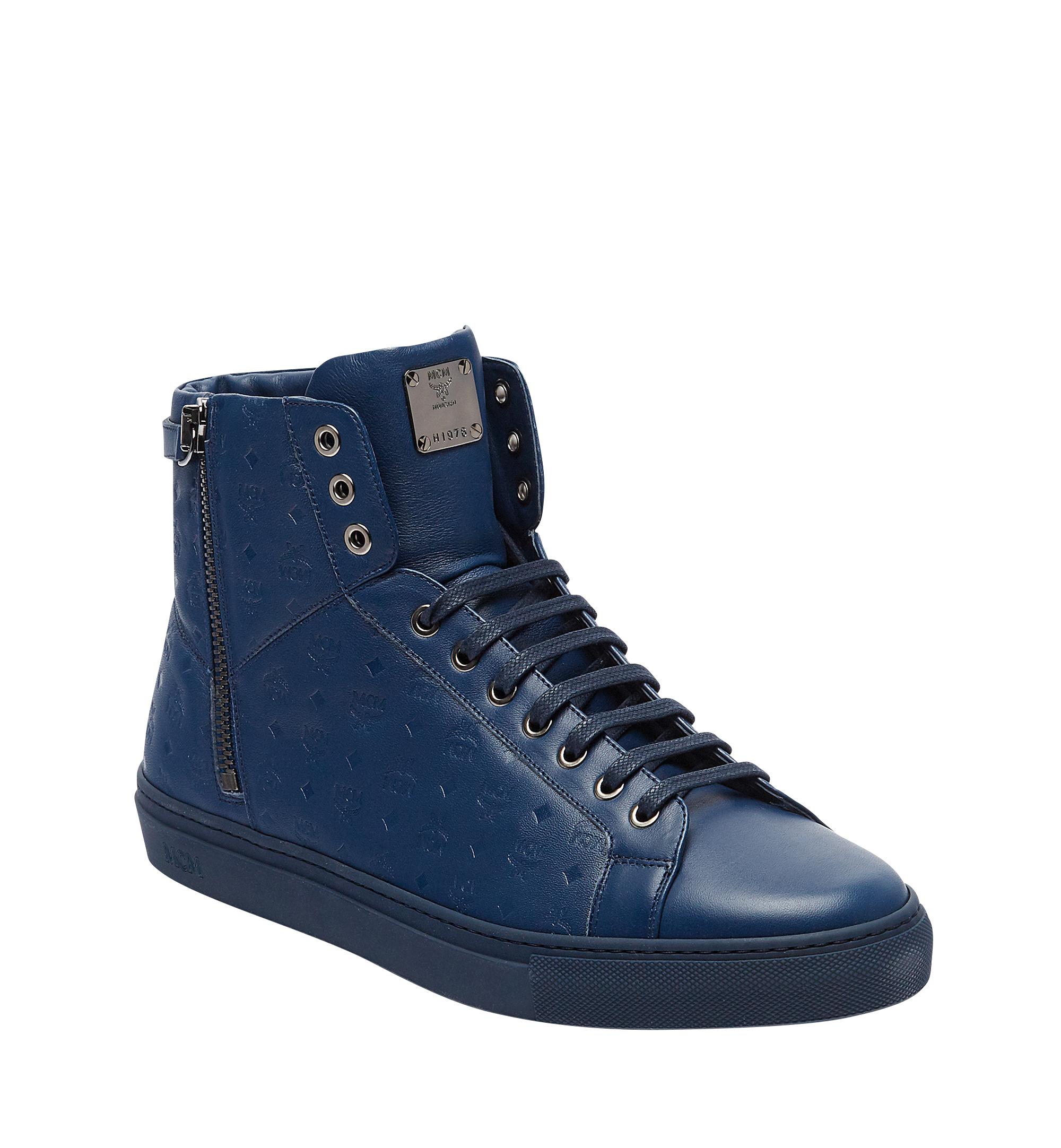 Sneakers In Monogram Leather in Navy 