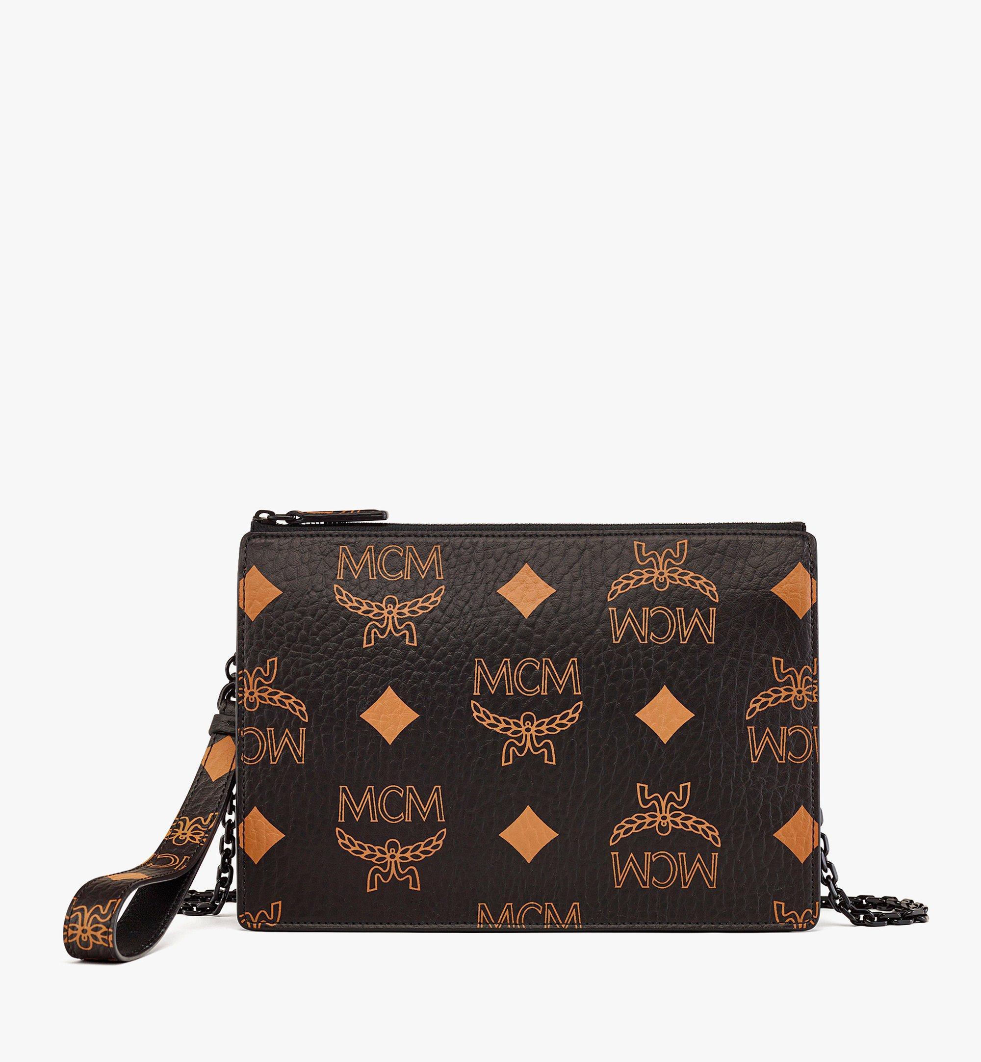 MCM Wristlet Zip Pouch W Chain Strap In Maxi Visetos in Black Lyst