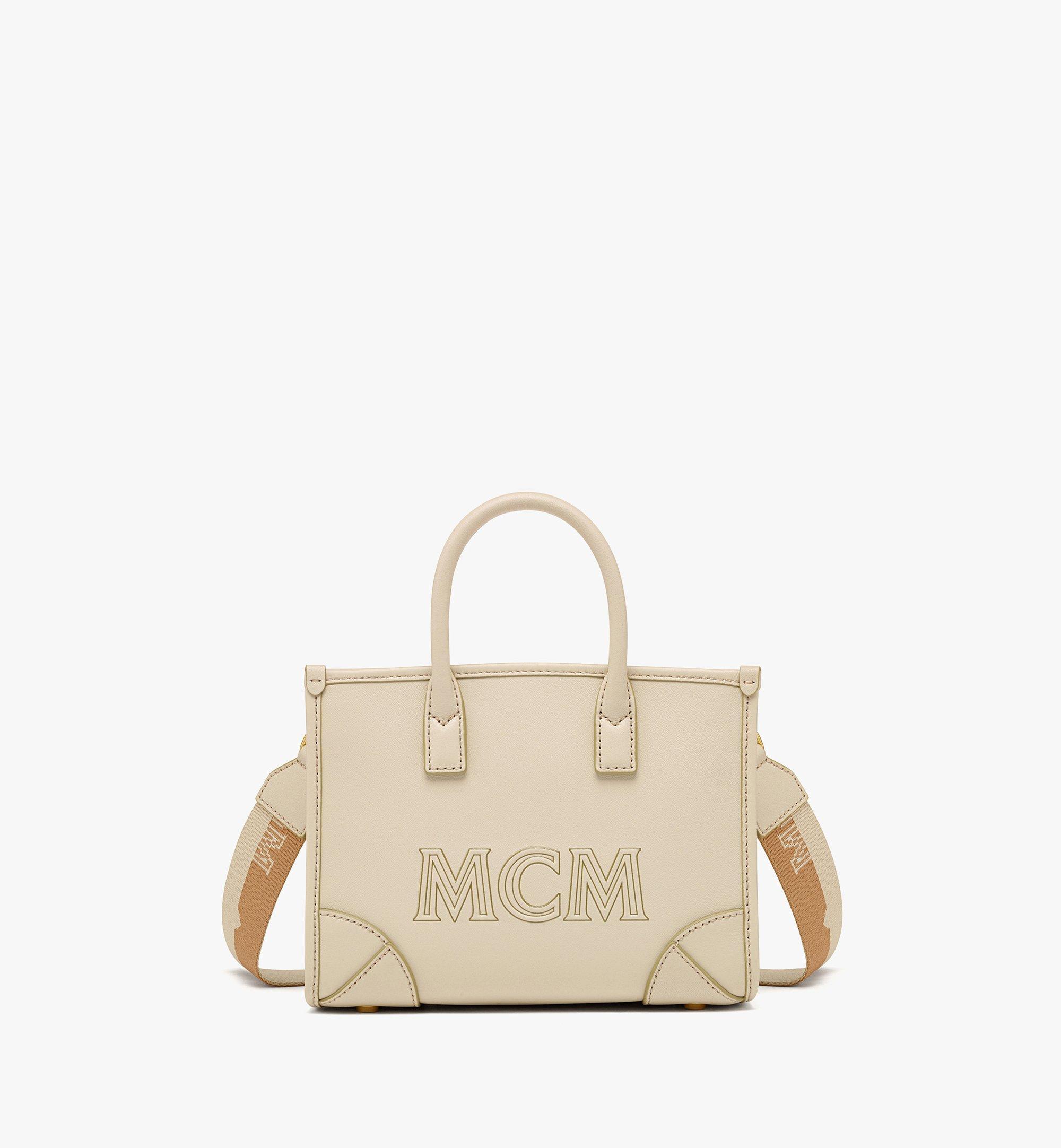 MCM München Tote In Spanish Calf Leather in Natural | Lyst