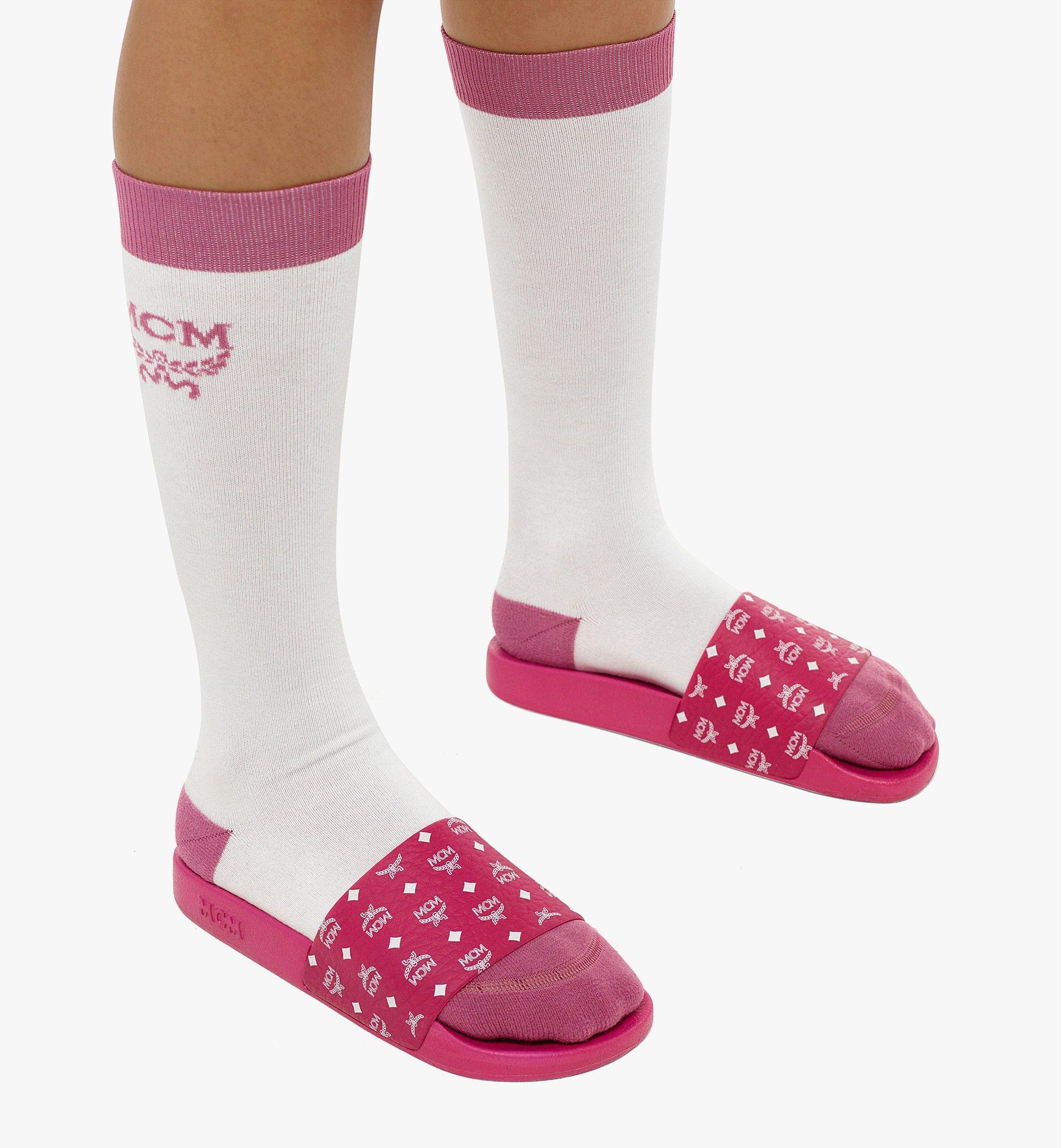 MCM Monogram Print Rubber Slides in Purple | Lyst
