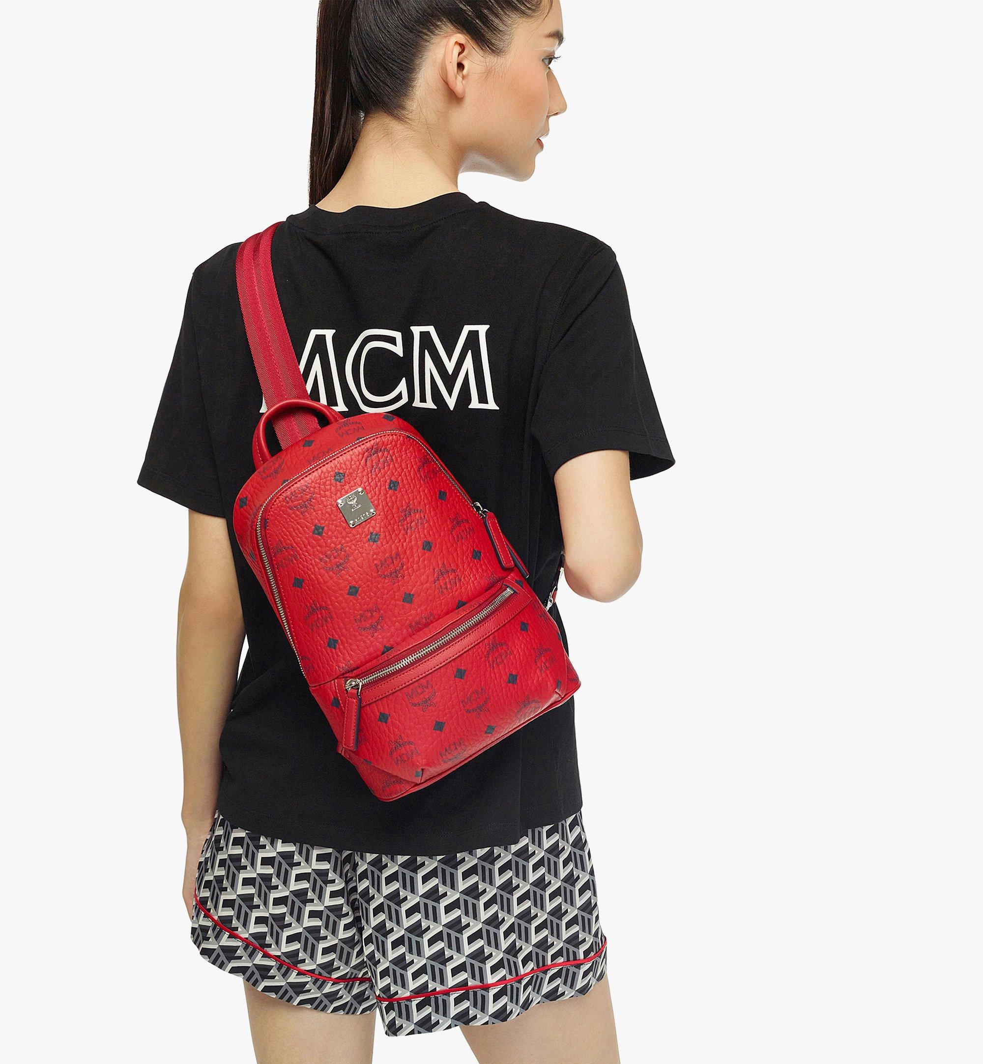 MCM Klassik Sling Bag In Visetos in Red for Men