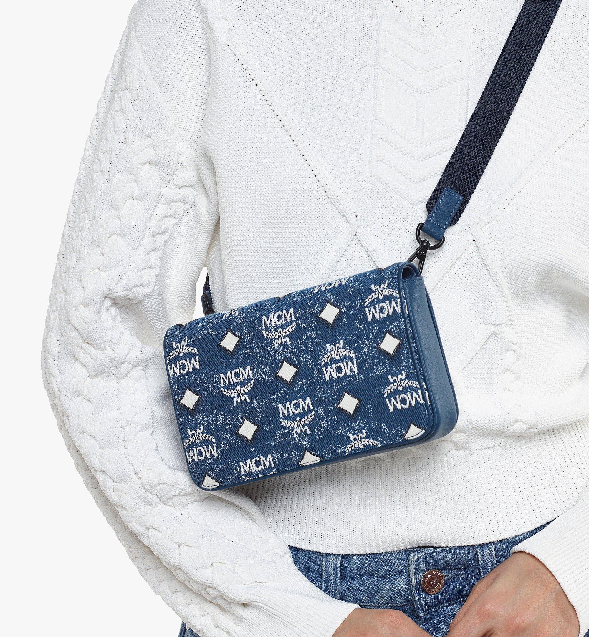 MCM Aren Crossbody In Vintage Denim Jacquard in Blue for Men Lyst