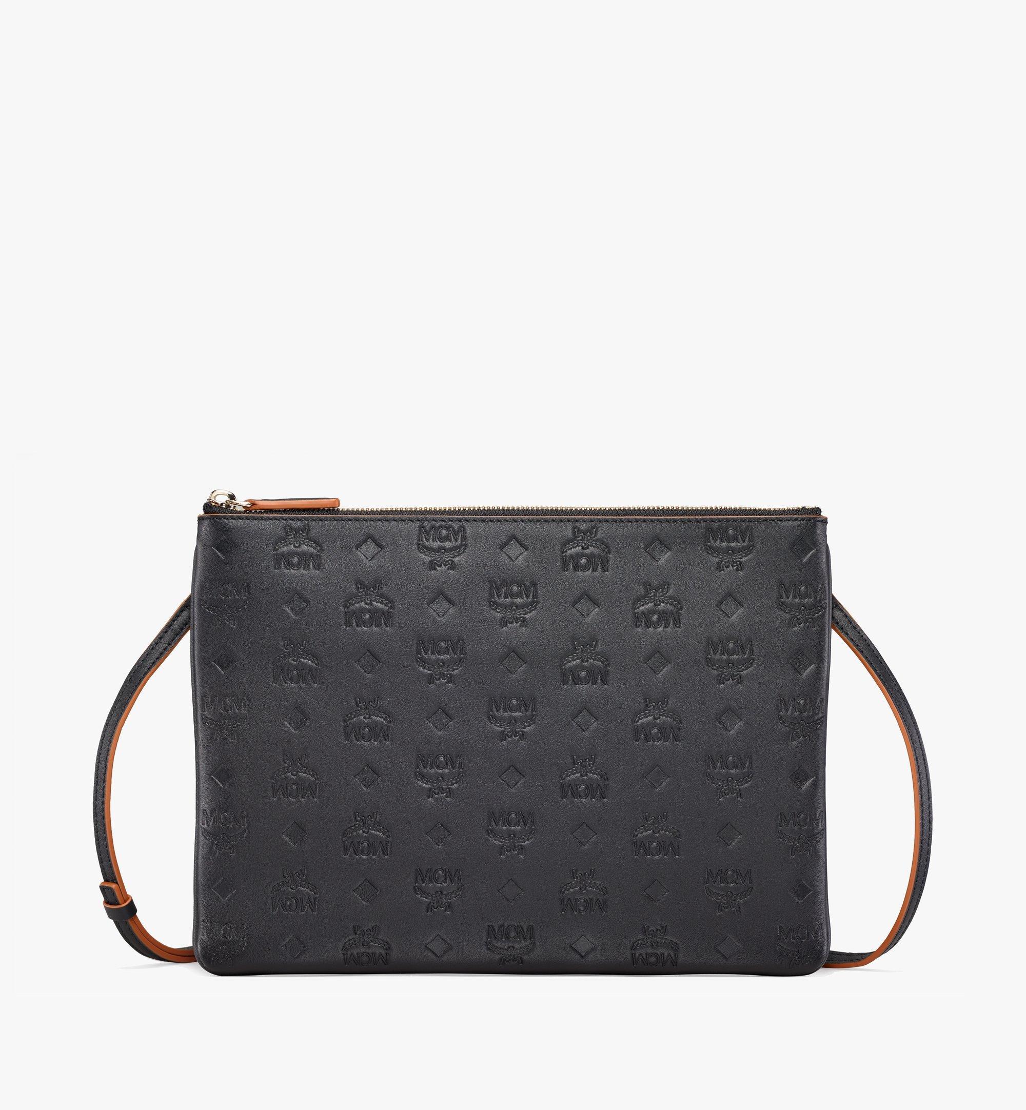 mcm klara monogram calfskin leather crossbody pouch