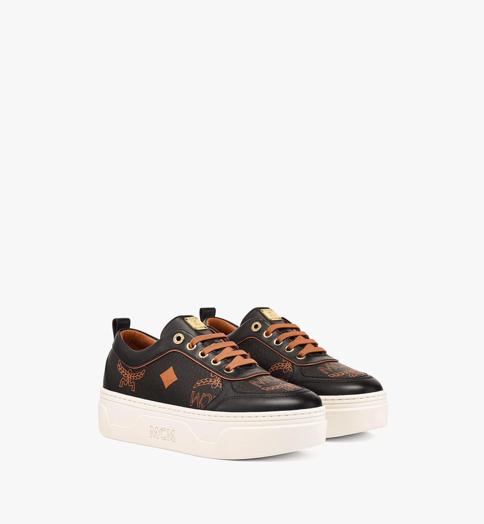 MCM Skyward Platform Sneakers In Maxi Visetos In Brown | Lyst