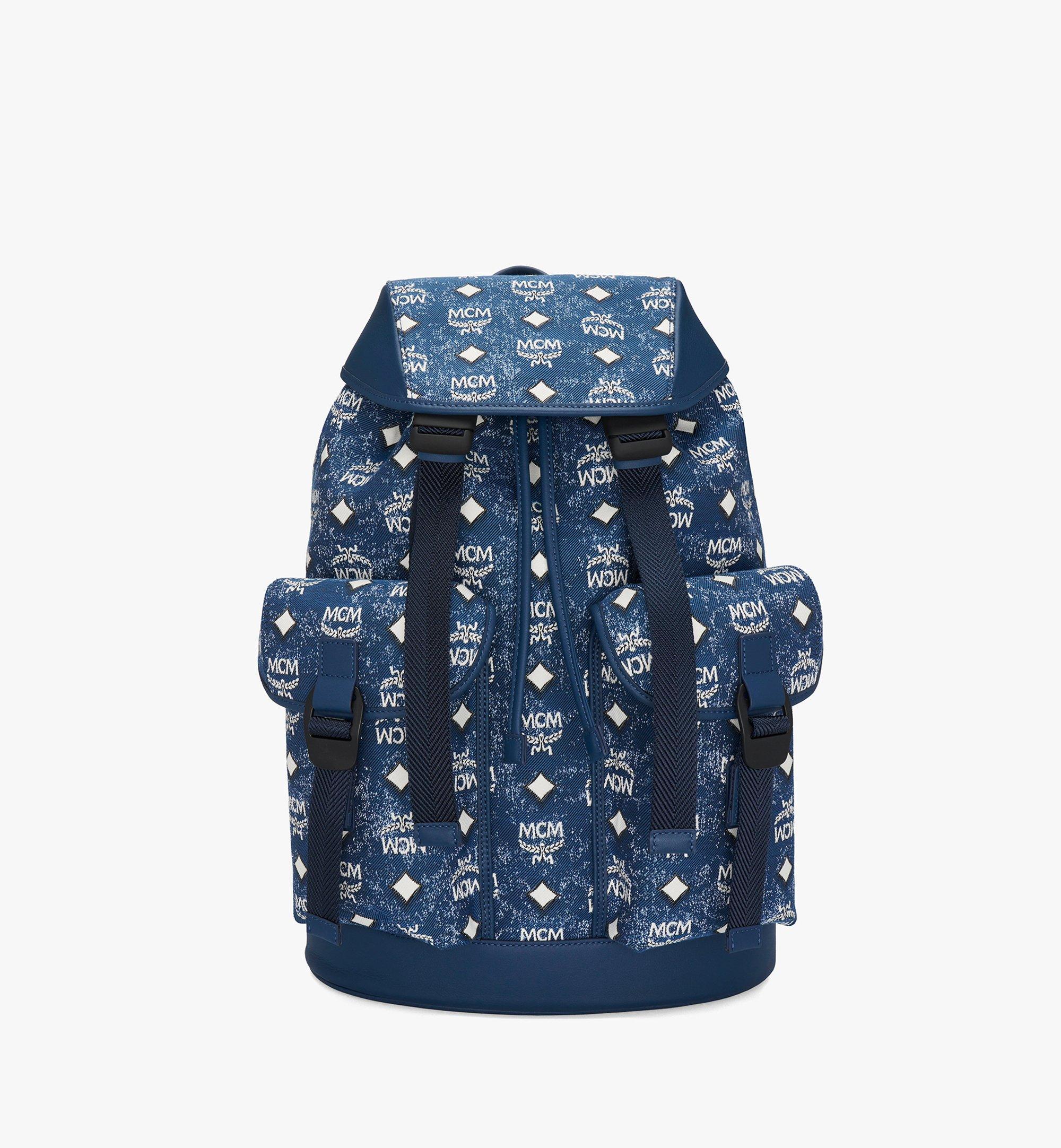MCM Brandenburg Backpack In Vintage Denim Jacquard in Blue for Men Lyst