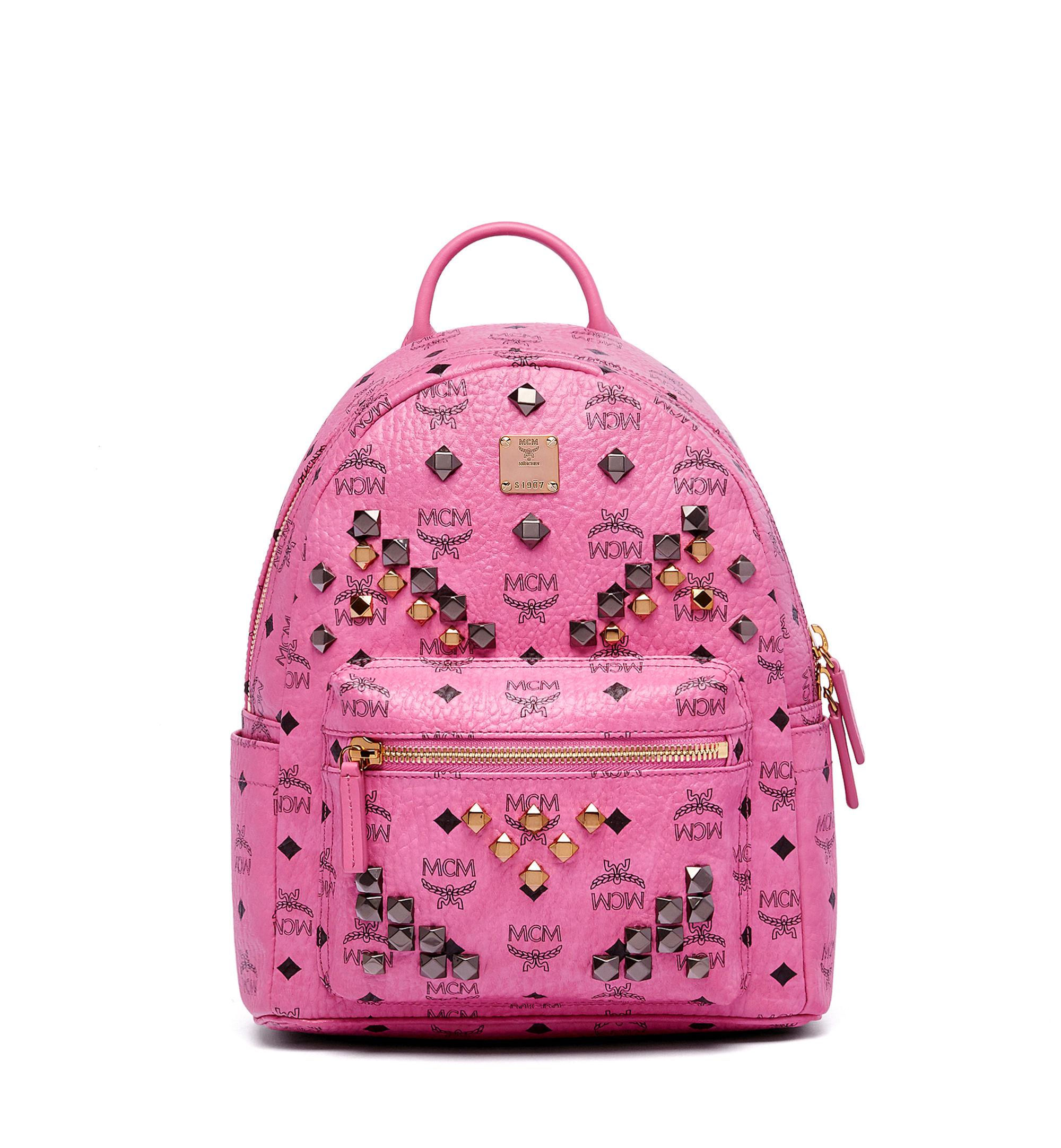 MCM Canvas Pink Visetos Leather M Backpack - Lyst