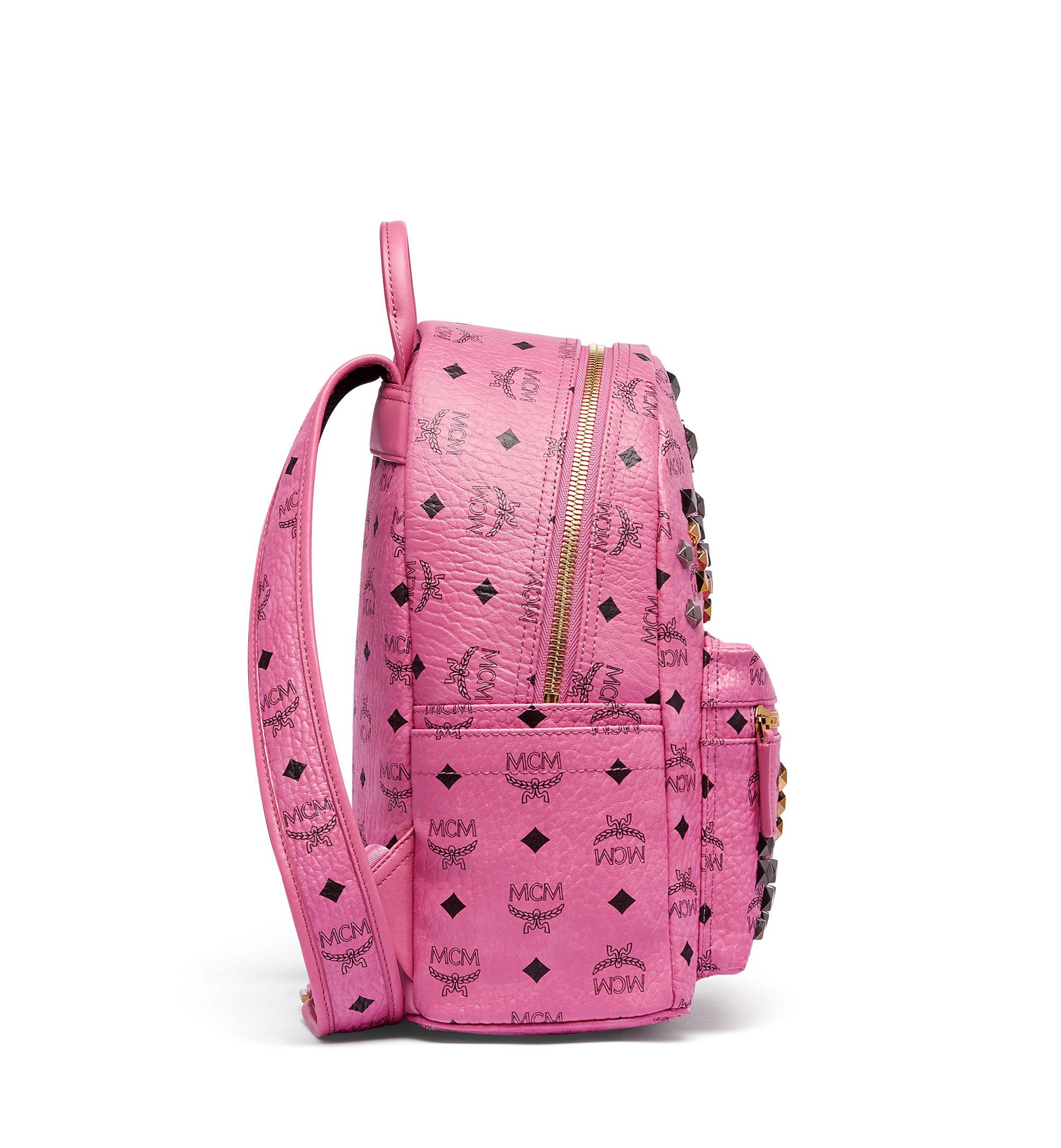 MCM Canvas Pink Visetos Leather M Backpack Lyst