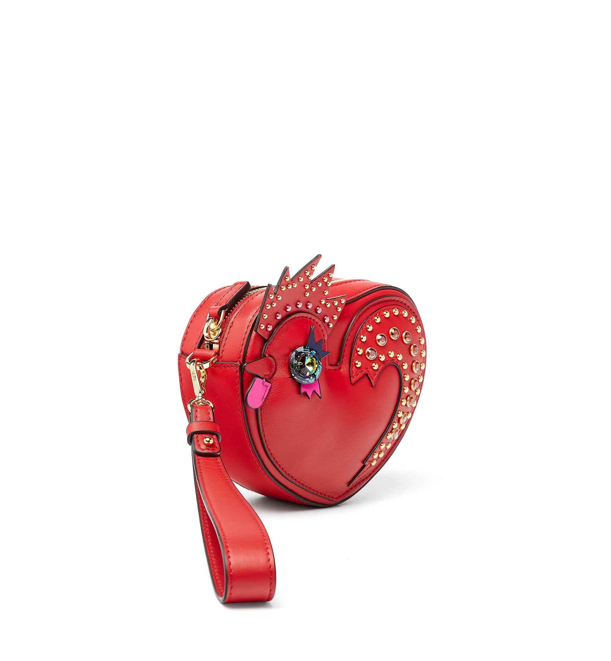 MCM Suede Rooster Heart Coin Case in Ruby Red (Red) - Lyst