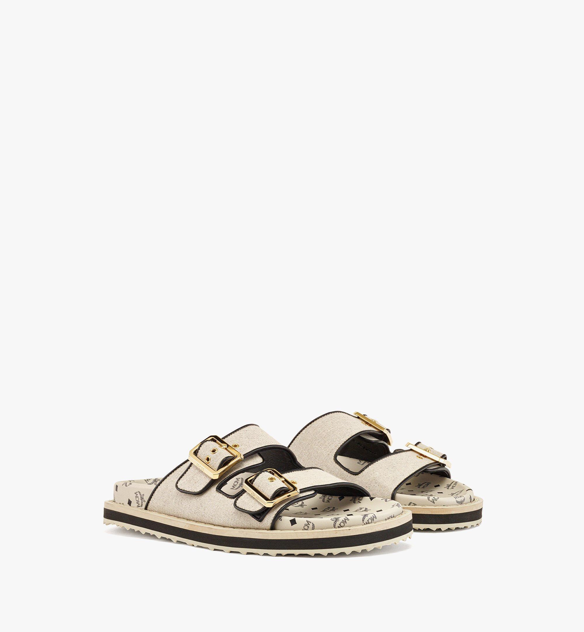 MCM Sandals In Linen Leather Mix in White | Lyst