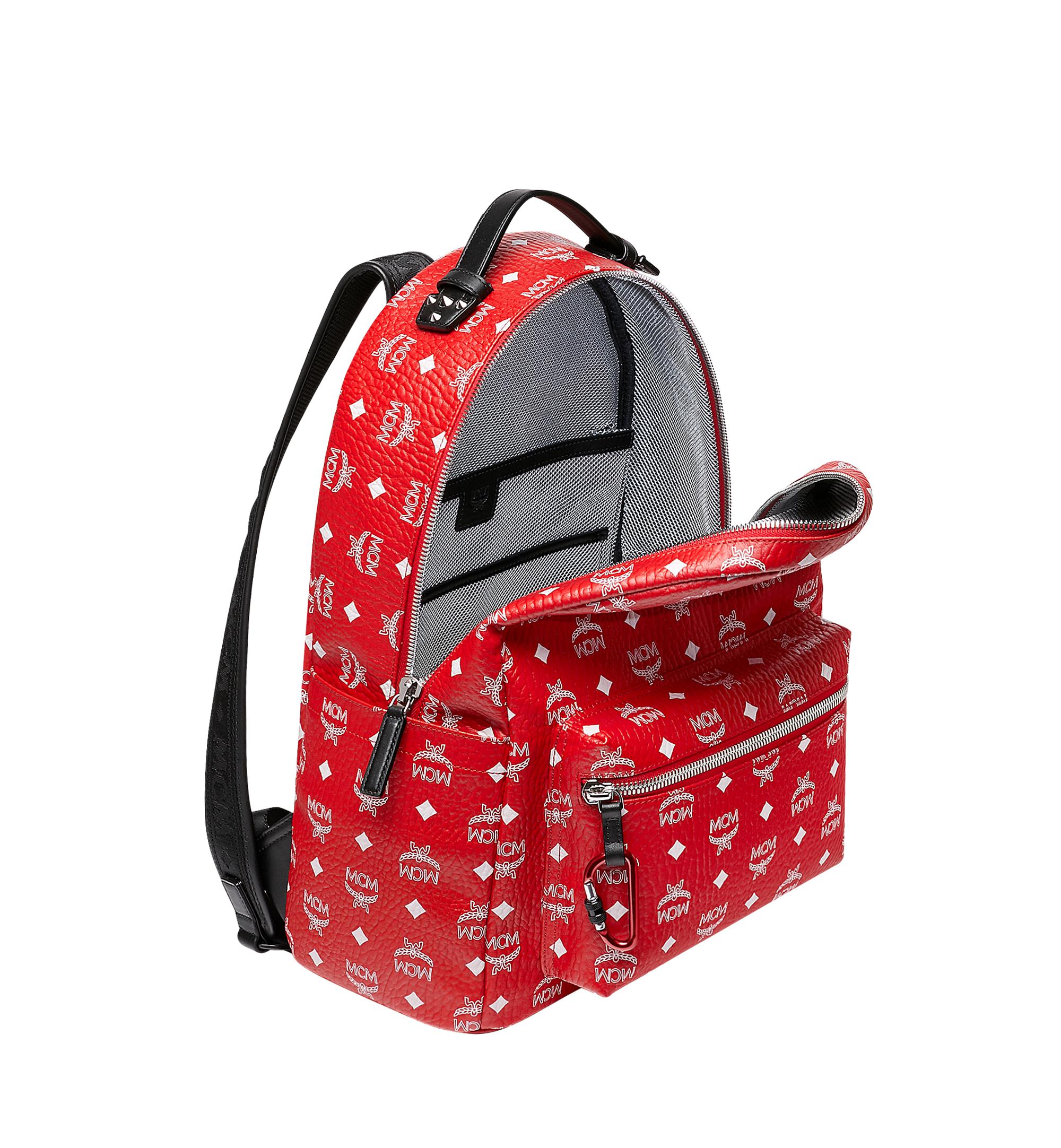 MCM Viva Red Stark Backpack W/white Logo Visetos 32 | Lyst