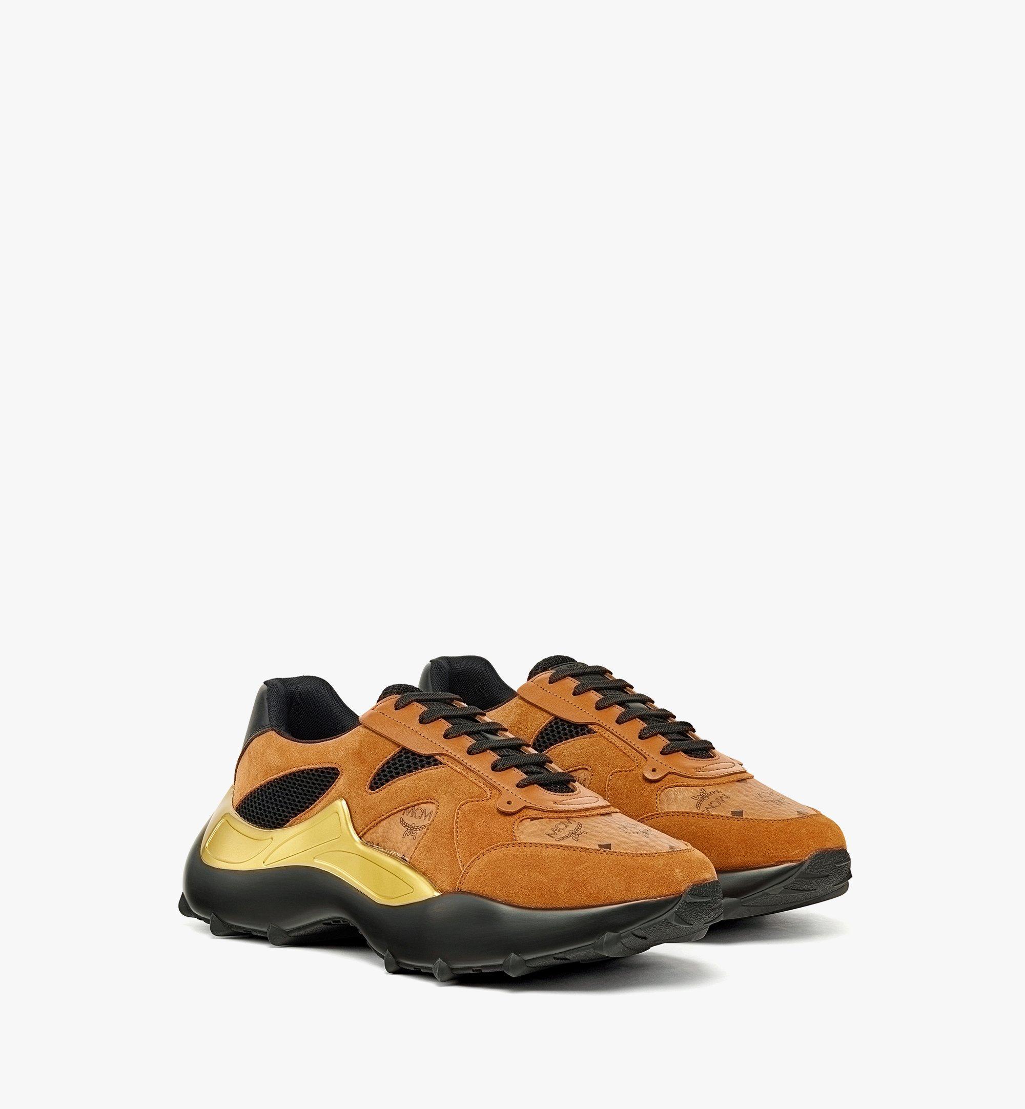 MCM Skystream Sneakers In Visetos Leather Mix in Brown for Men