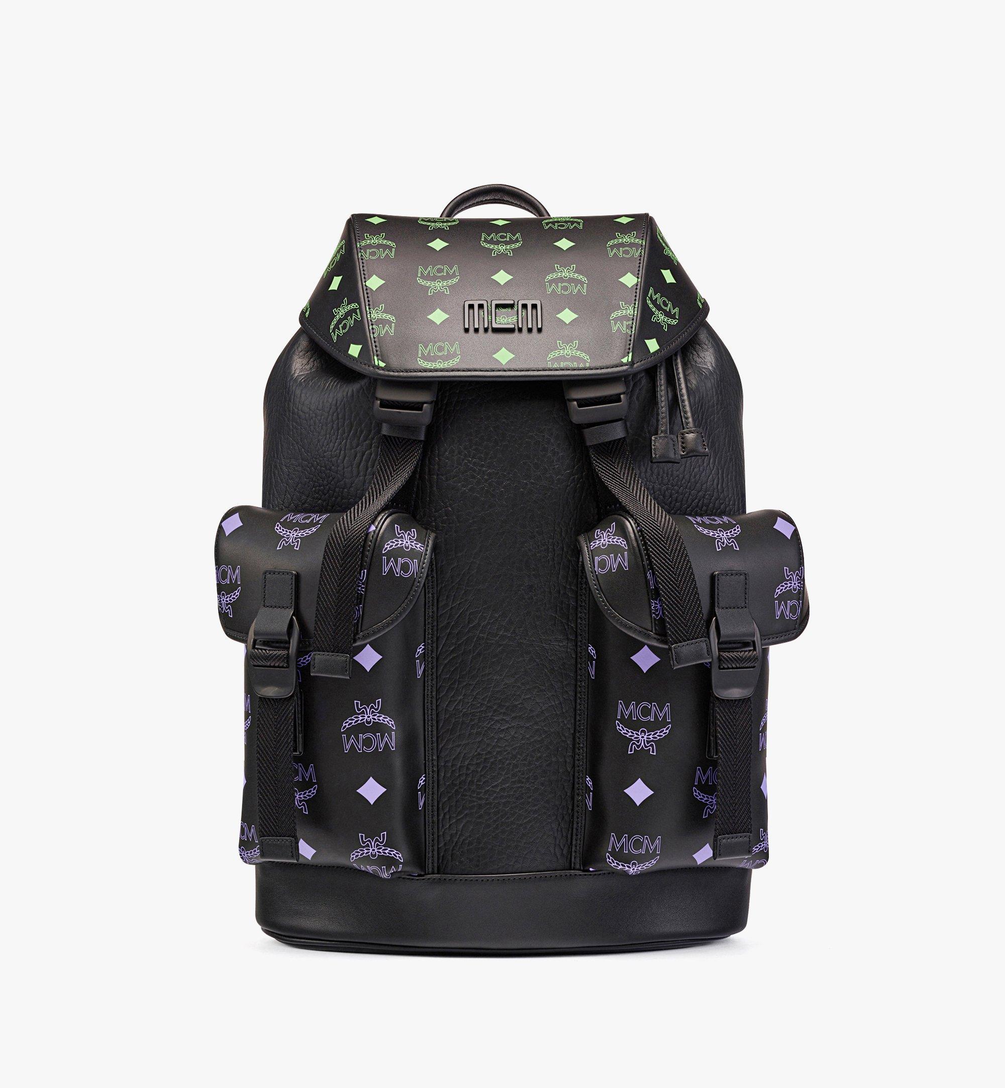 MCM Brandenburg Backpack In Color Splash Logo Leather in Black for Men