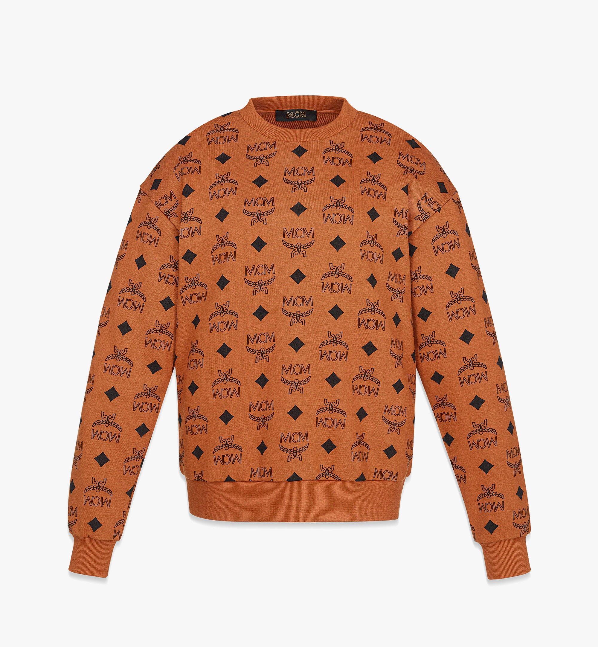 MCM Maxi Monogram Print Sweatshirt In Organic Cotton in Orange