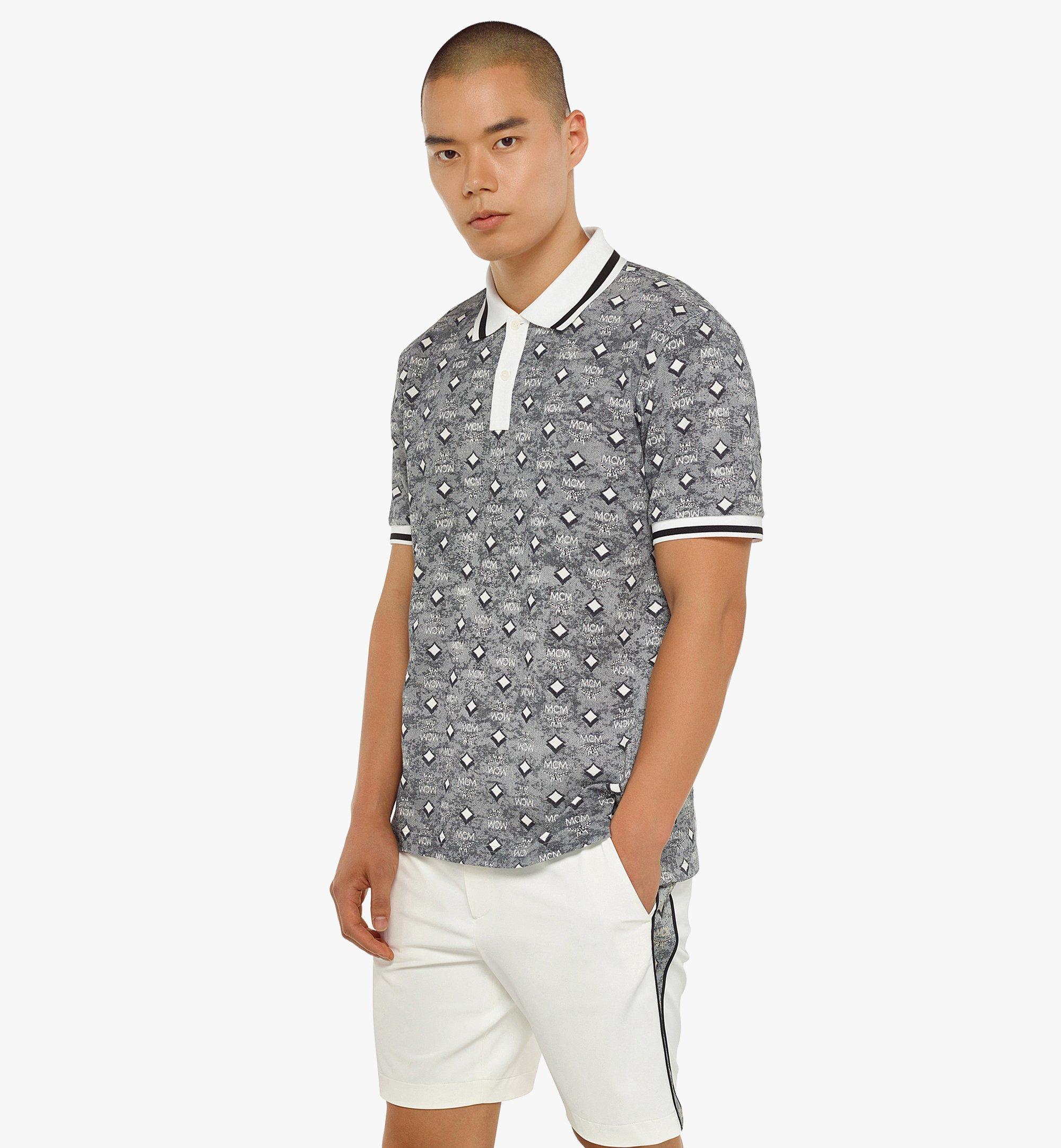 MCM Golf In The City Vintage Monogram Polo Shirt In Organic Cotton in Gray  for Men