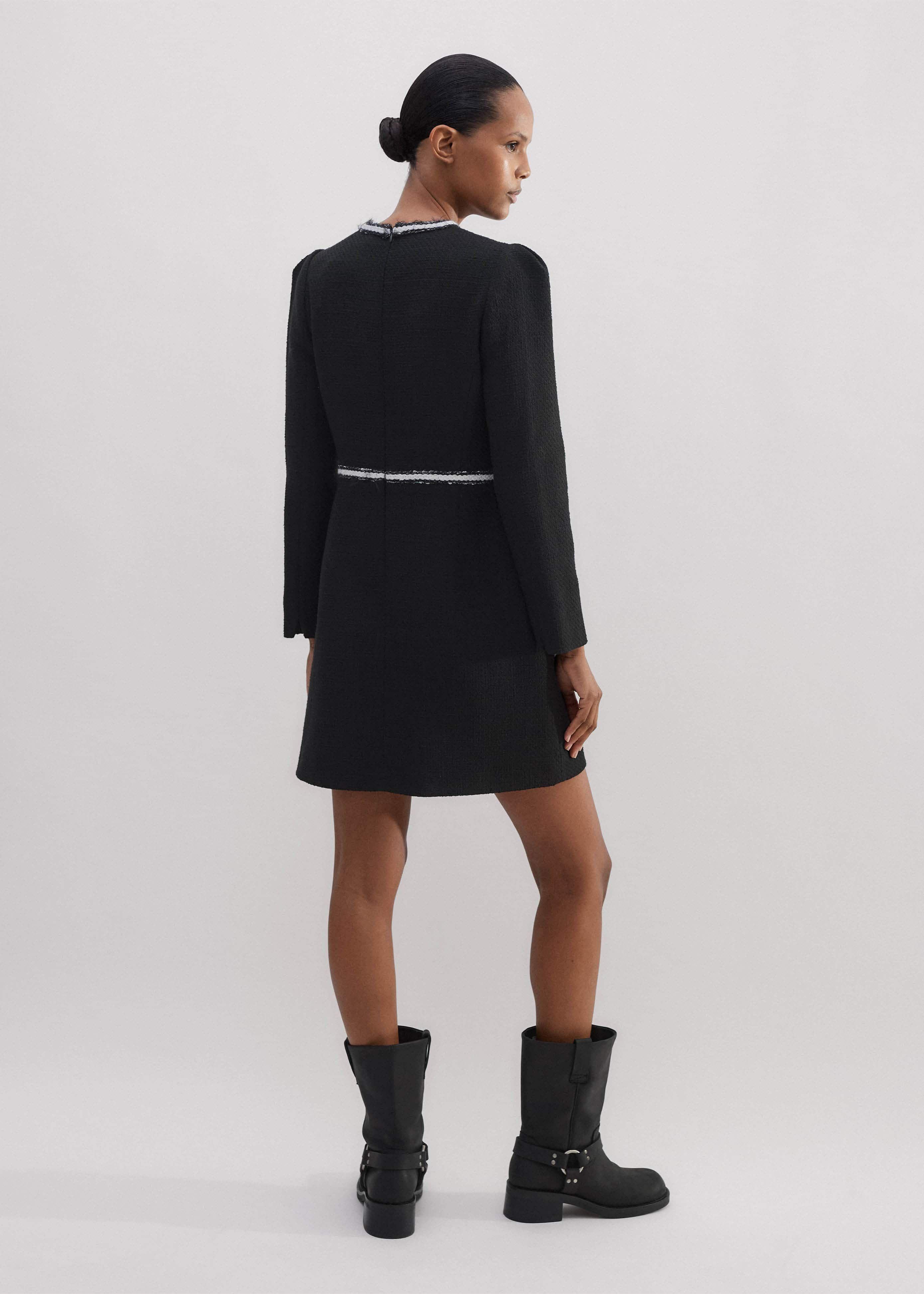 princess polly baby blue dress ME+EM Tweed Fit And Flare Mini Dress in Black