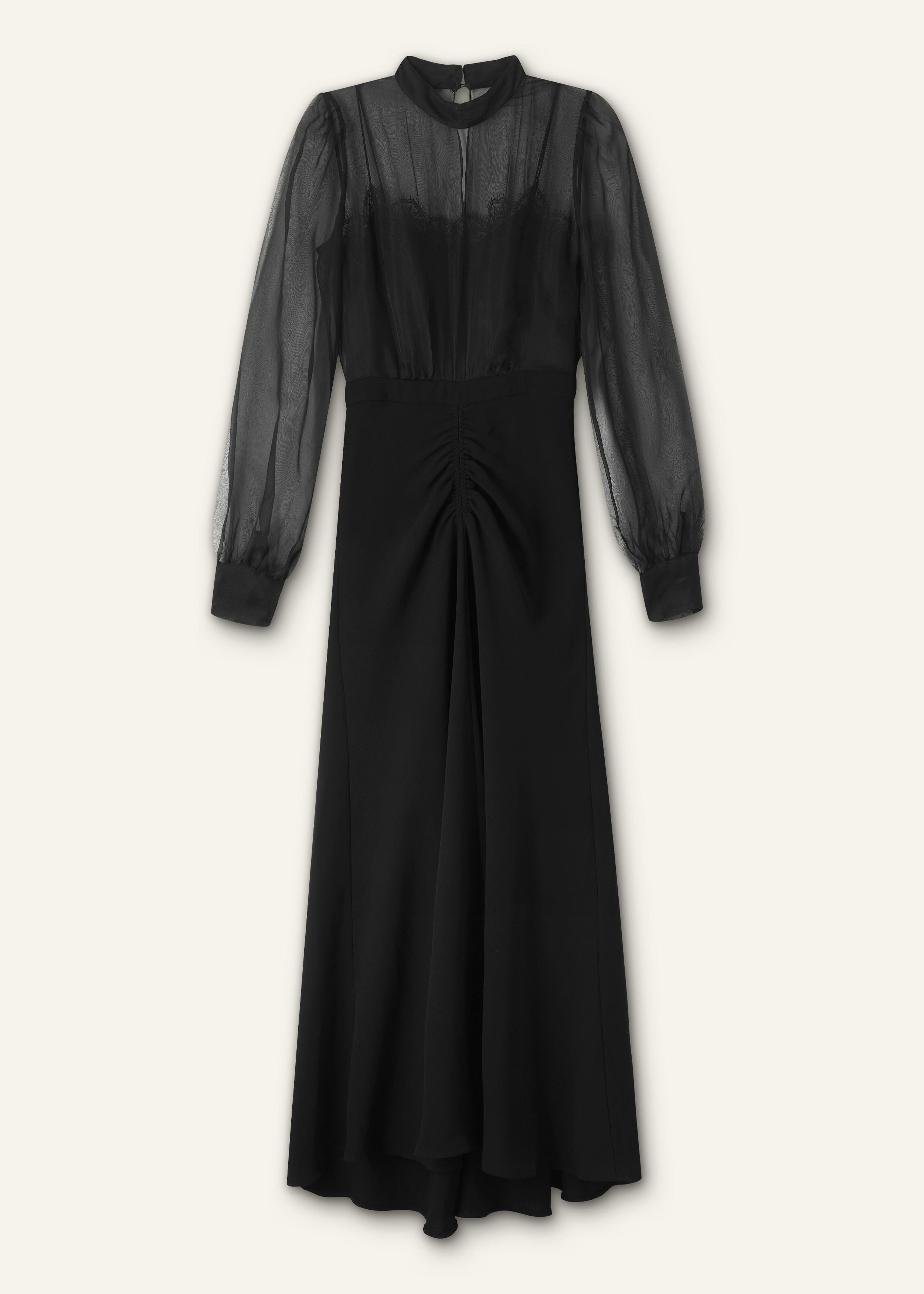 ME+EM Silk Organza Lace Maxi Dress in Black | Lyst
