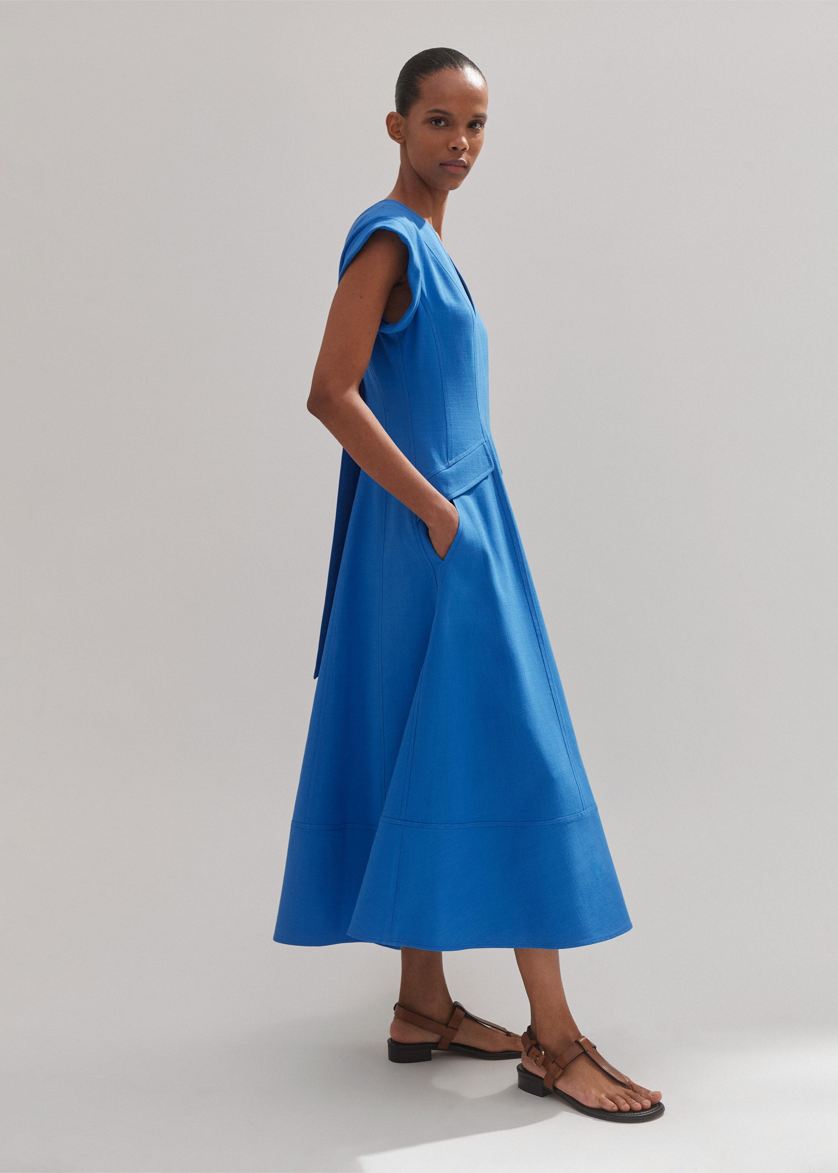 knee length dresses for ladies Amiee Pleated Linen Midi Dress