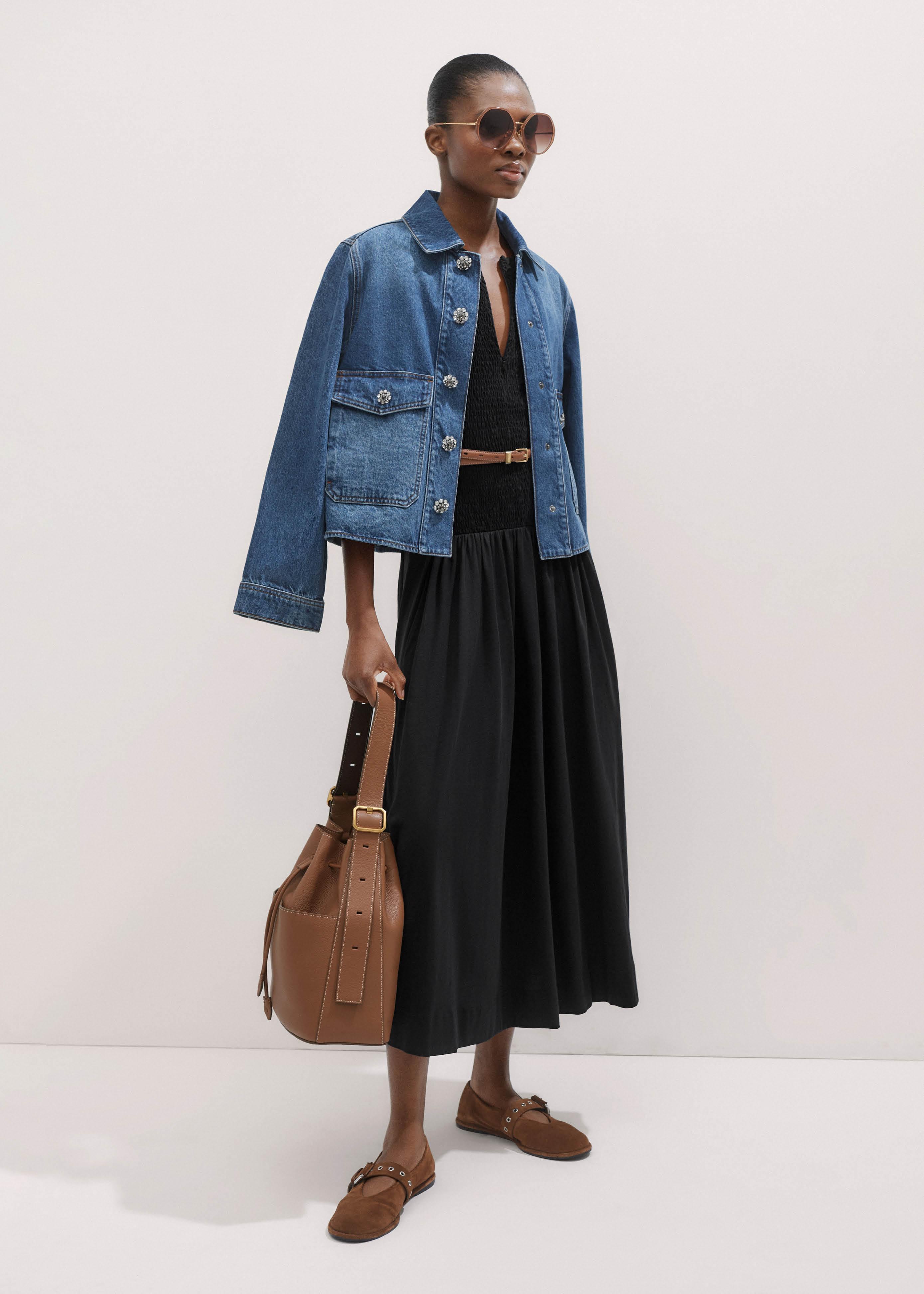 ME+EM Slub Jersey Smock Bodice Maxi Dress in Blue | Lyst