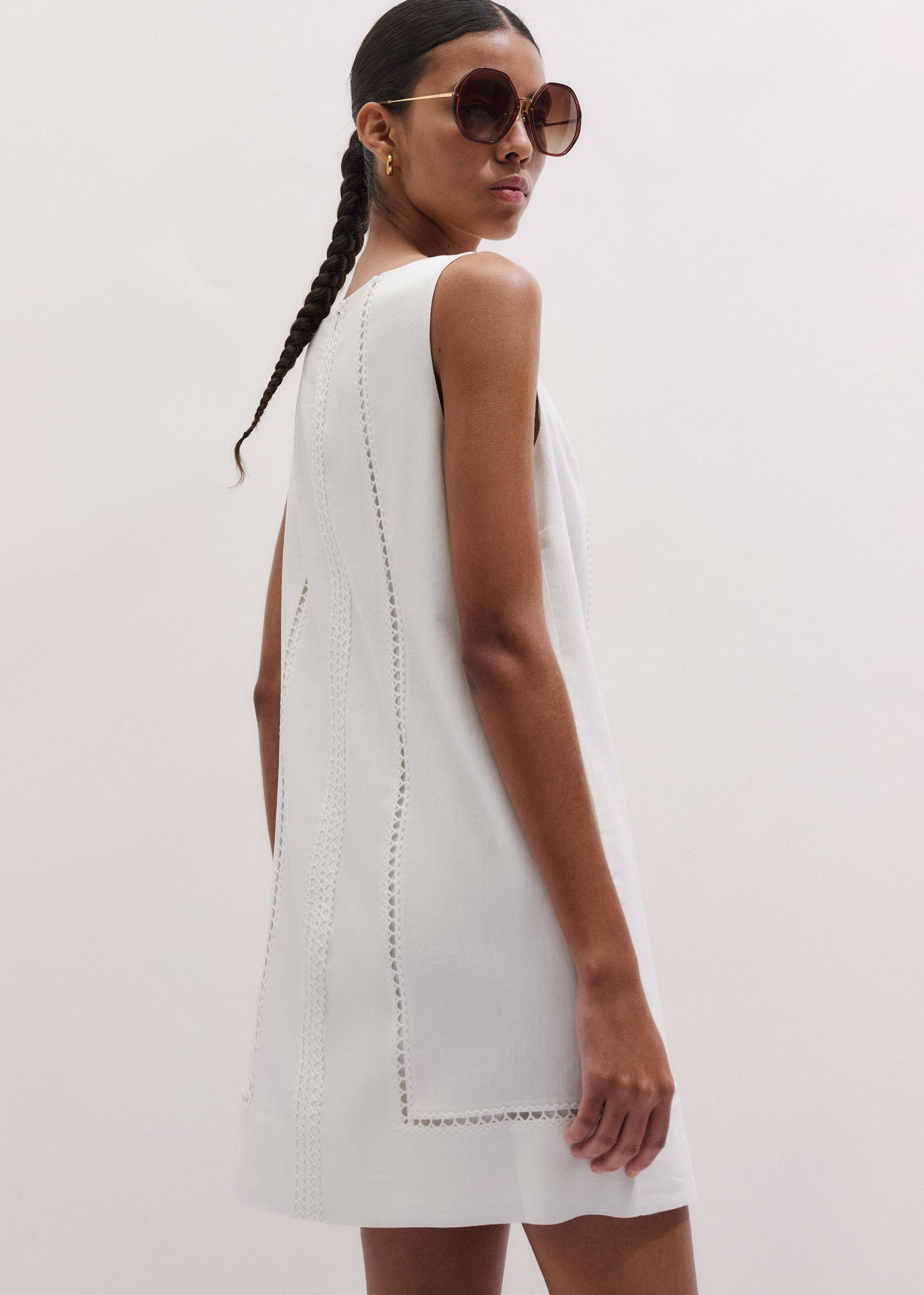 ME+EM Crease-Less Linen Stitch Detail Mini Shift Dress in White | Lyst