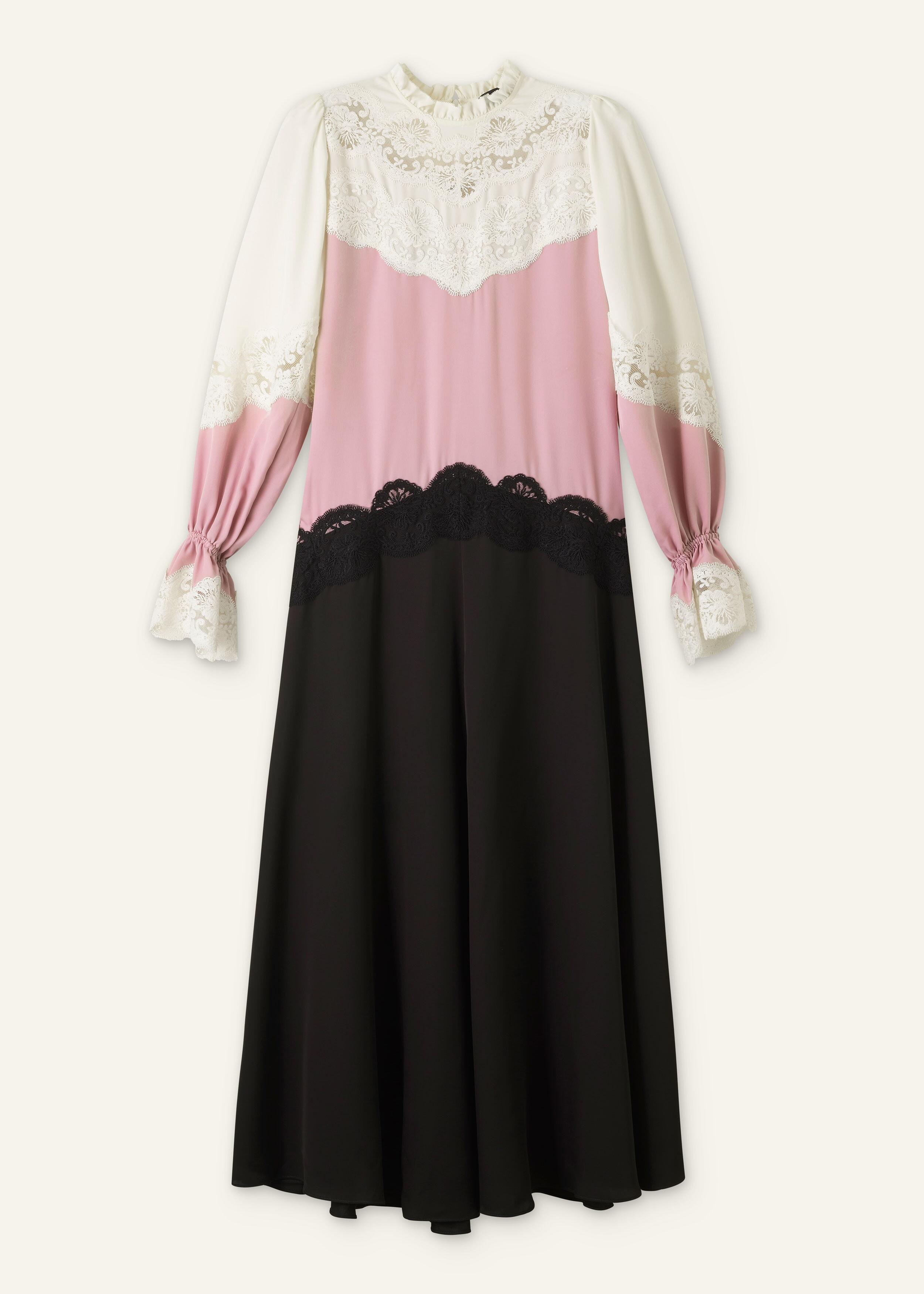 ME+EM Silk Color Block Lace Maxi Dress + Belt in Brown | Lyst