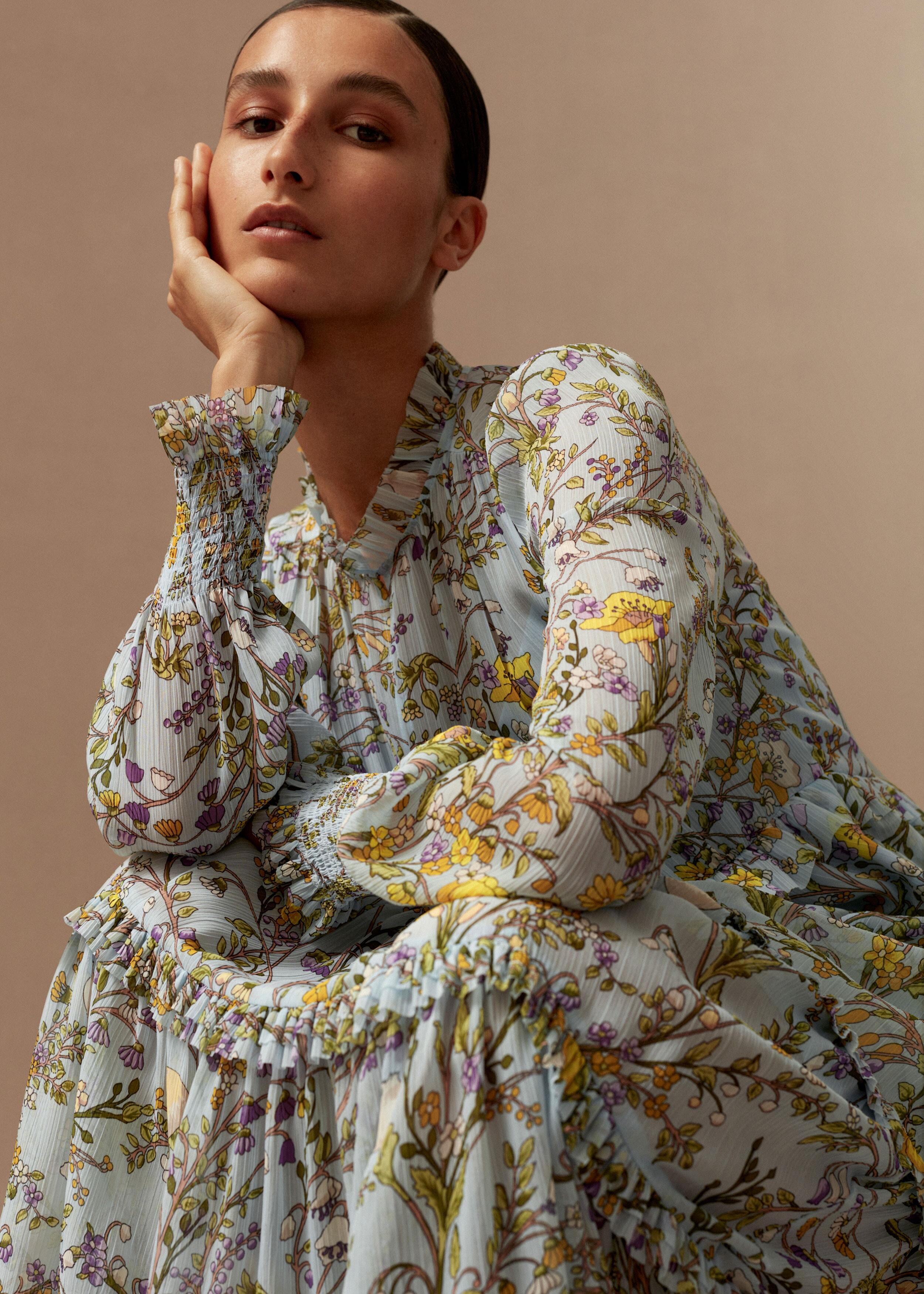 ME+EM Bluebell Print Ruffle Trim Maxi Dress Slip in Brown Lyst UK