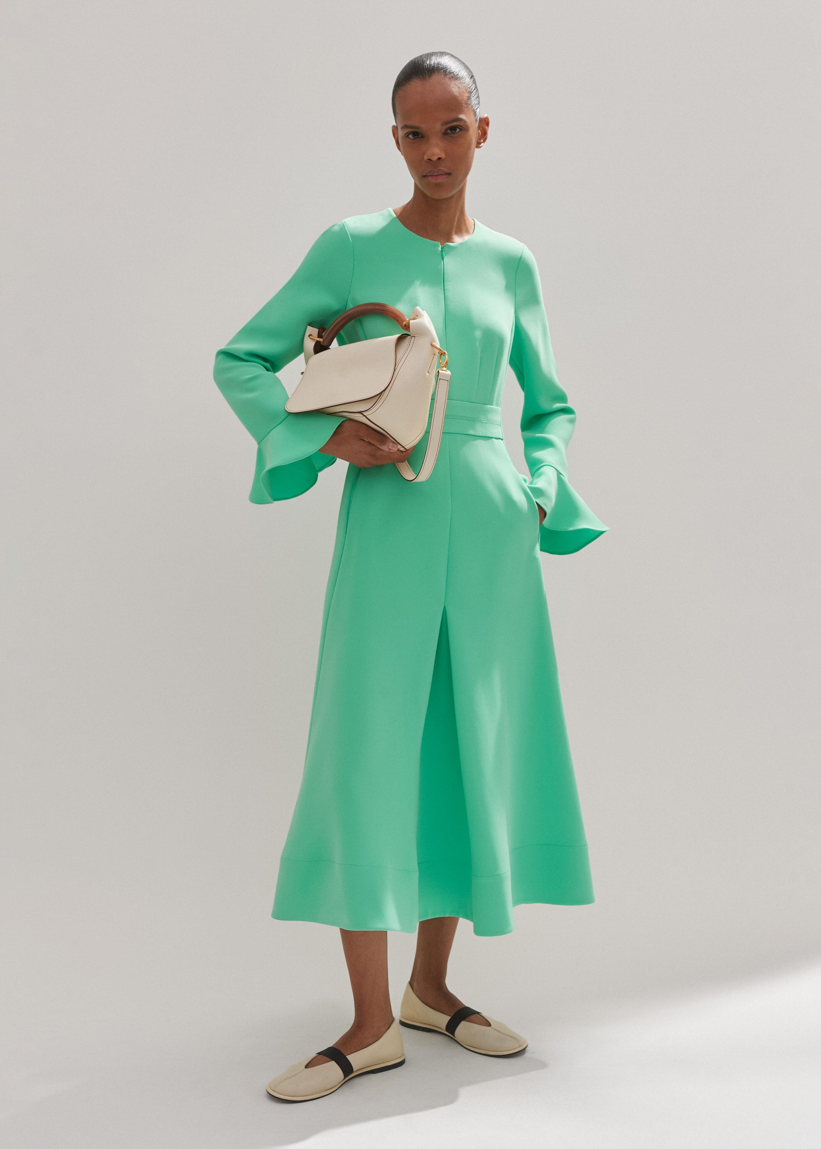 ME+EM Fluid Crepe Elegant Midi Dress in Green | Lyst