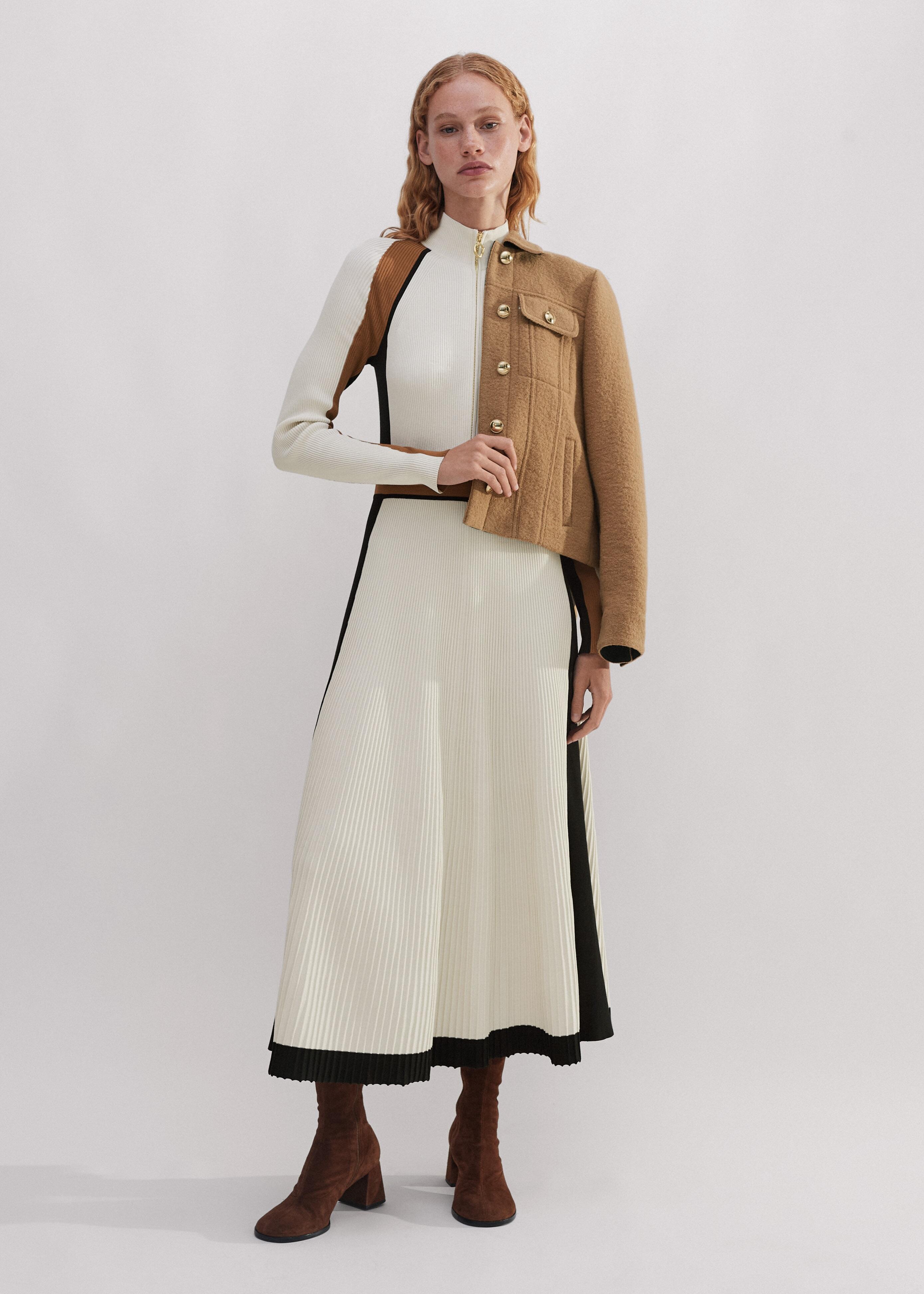 ME+EM Contrast Panel Fit Flare Maxi Dress in Natural | Lyst