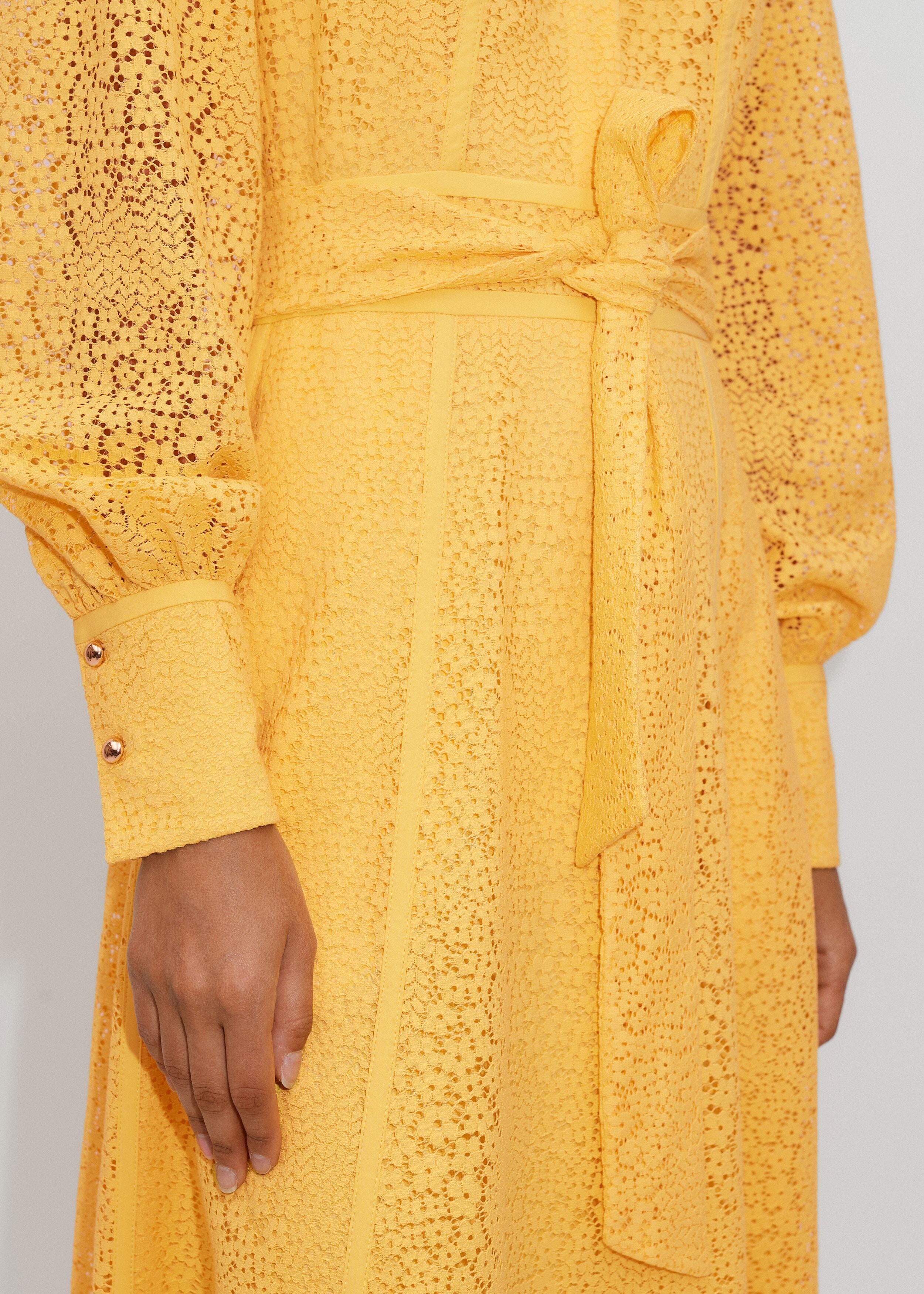 ME+EM Lace Fit And Flare Midi Dress + Belt in Yellow | Lyst