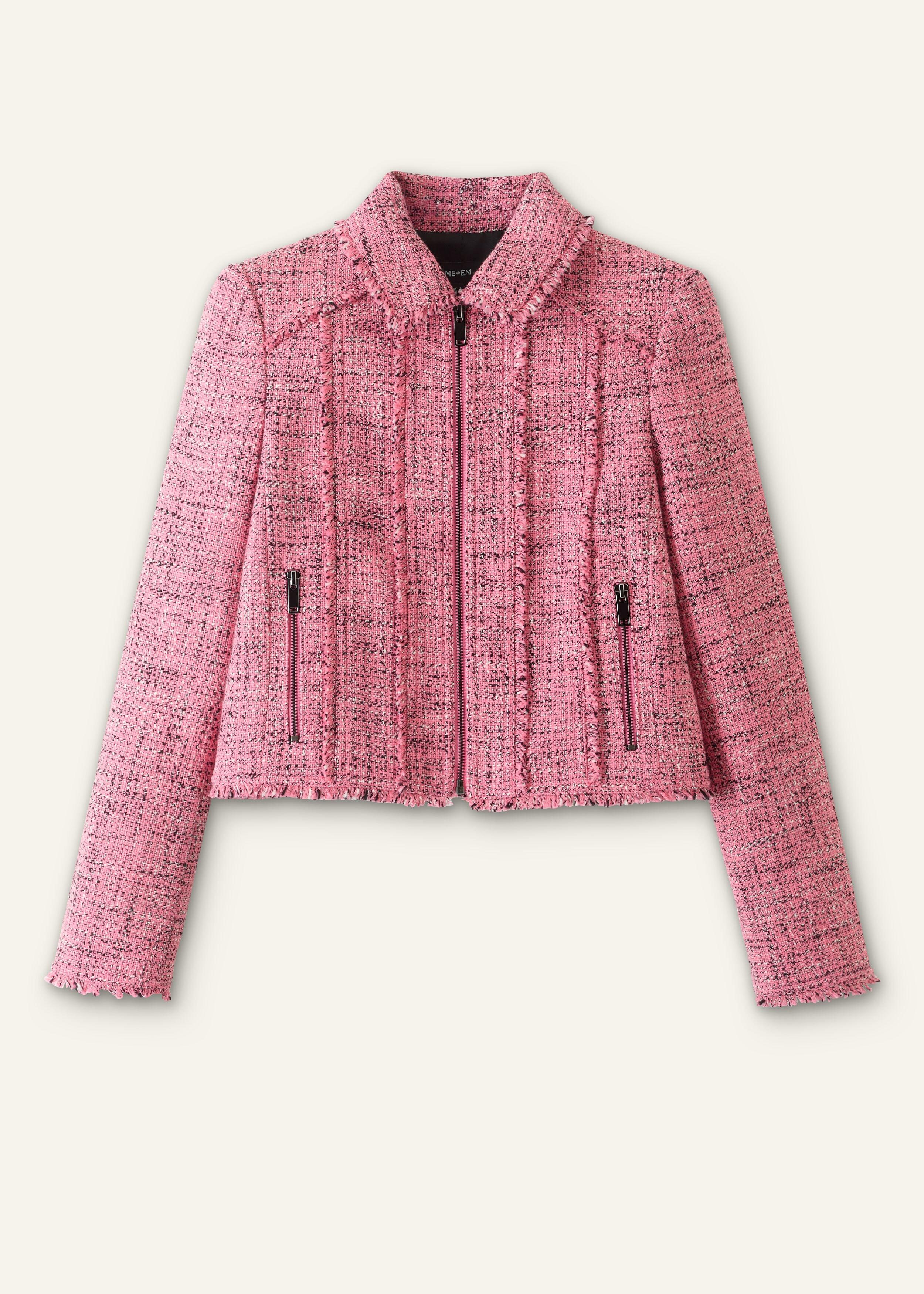 ME+EM Spring Tweed Fringe Jacket in Pink | Lyst