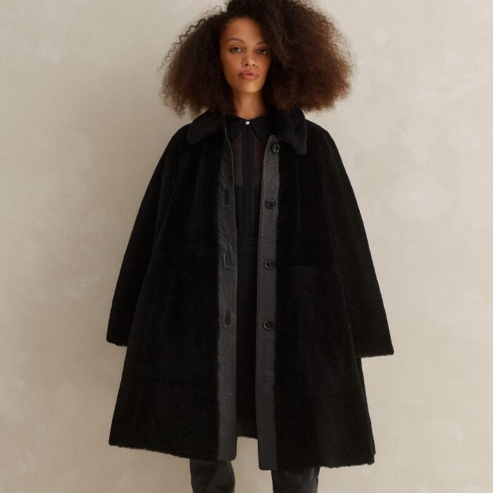 Shearling swing cheap coat