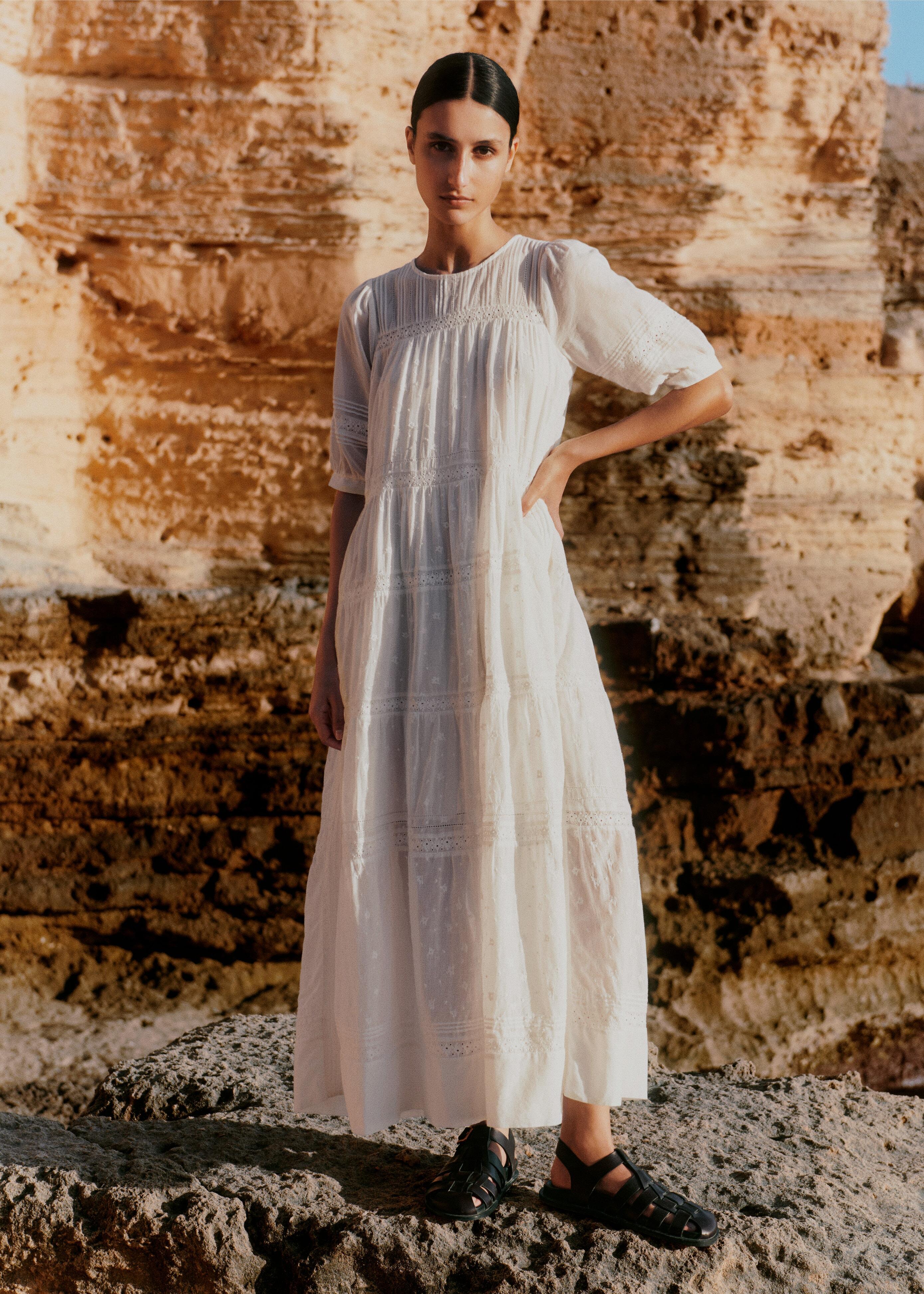 ME+EM Cotton Delicate Embroidery Maxi Dress in Brown | Lyst UK