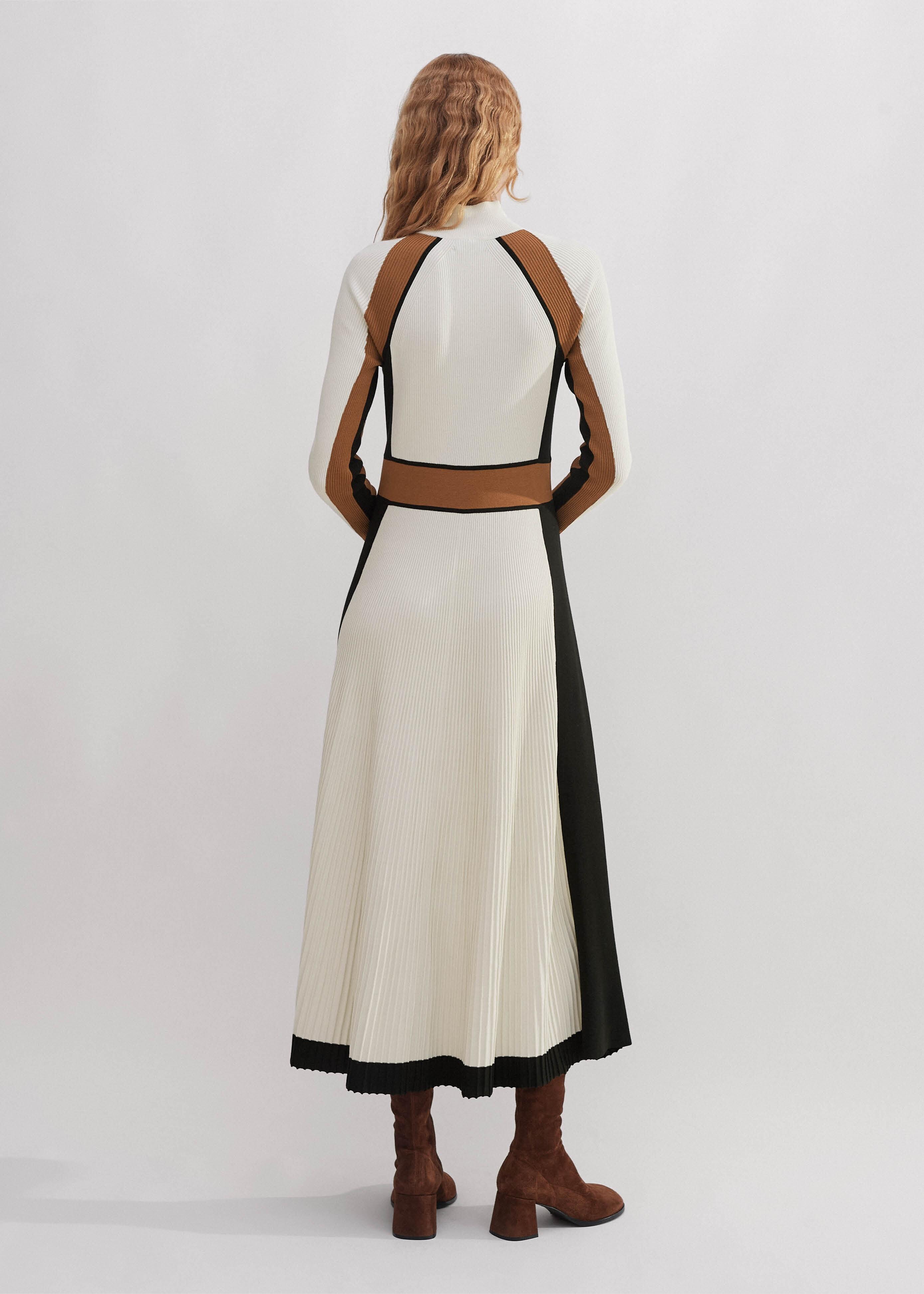 ME+EM Contrast Panel Fit Flare Maxi Dress in Natural | Lyst