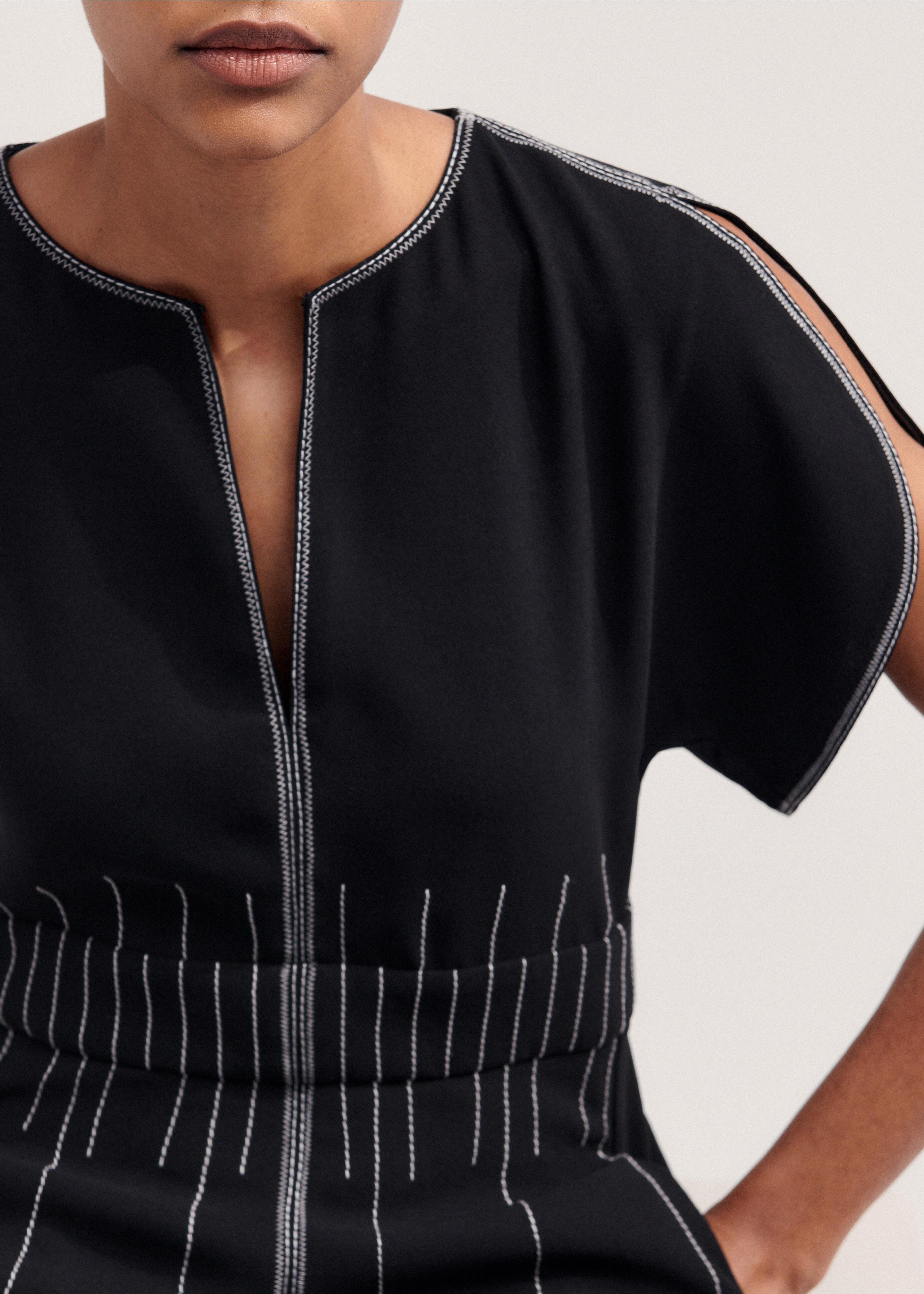 ME+EM Contrast Stitch Midi Dress in Black | Lyst