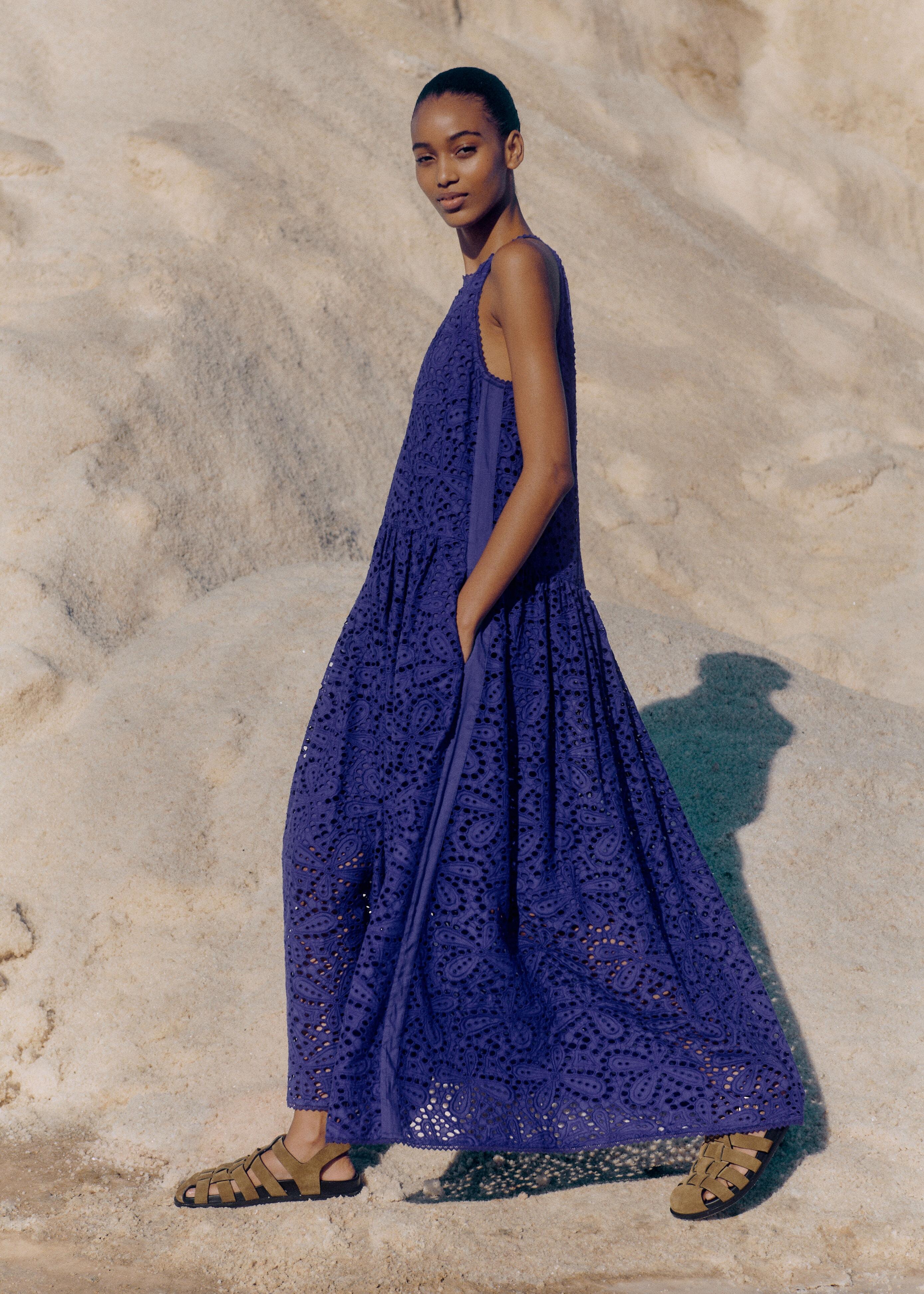 blue dress for baby girl Blue Broderie Button Maxi Odessa Dress – SABO main image 1