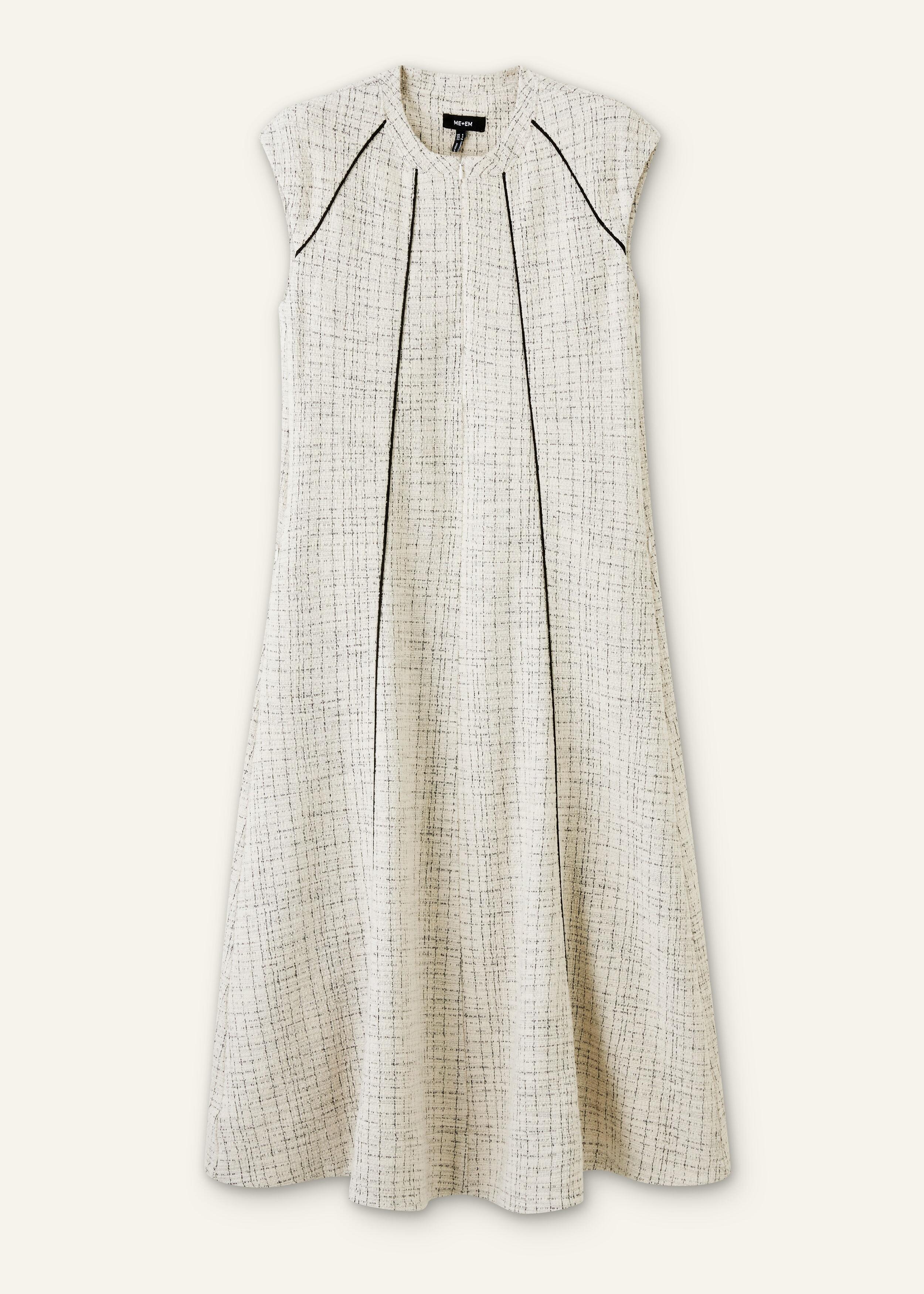 ME+EM Tweed Swing Midi Dress + Belt in White | Lyst UK