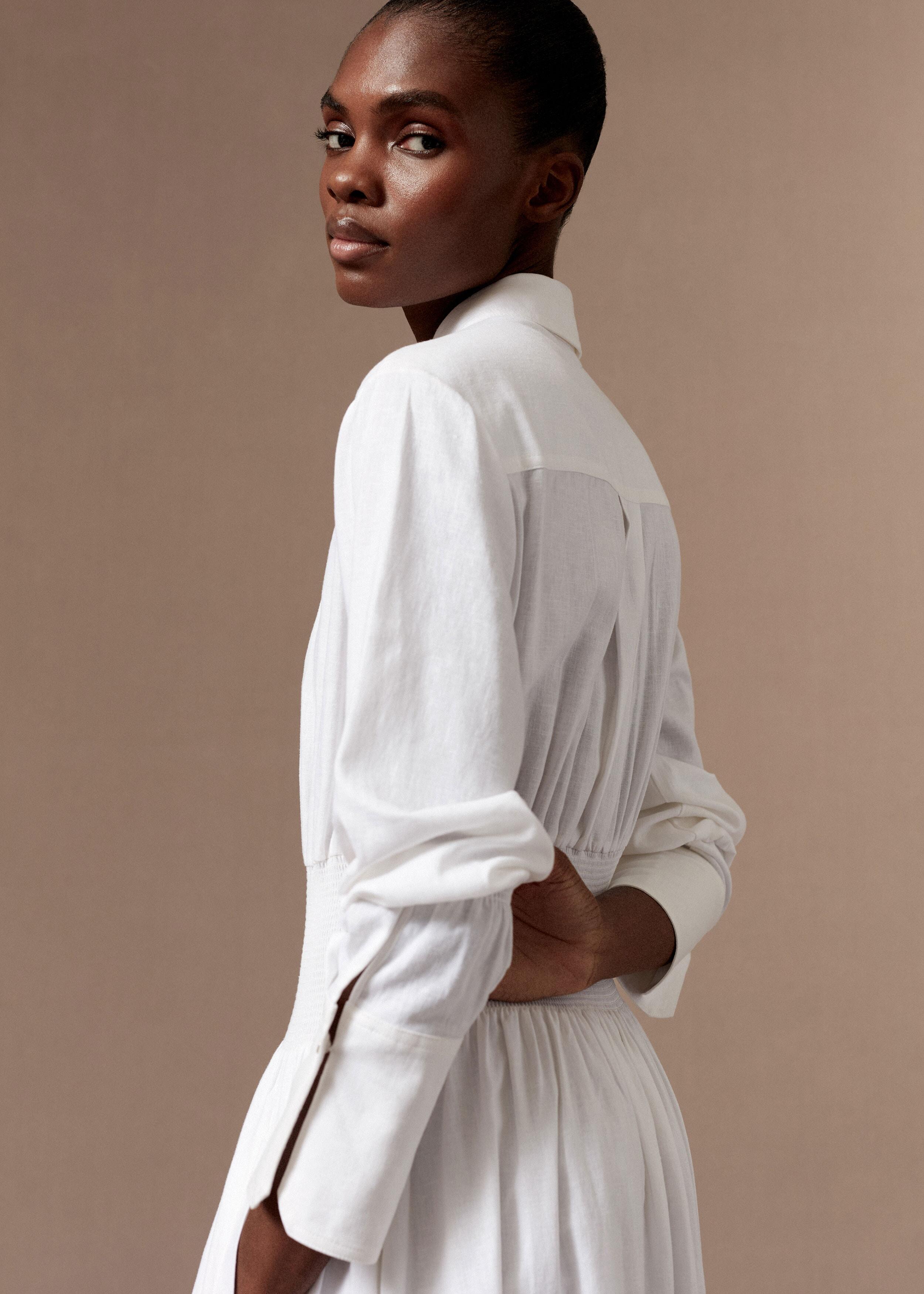 White linen cheap maxi shirt dress